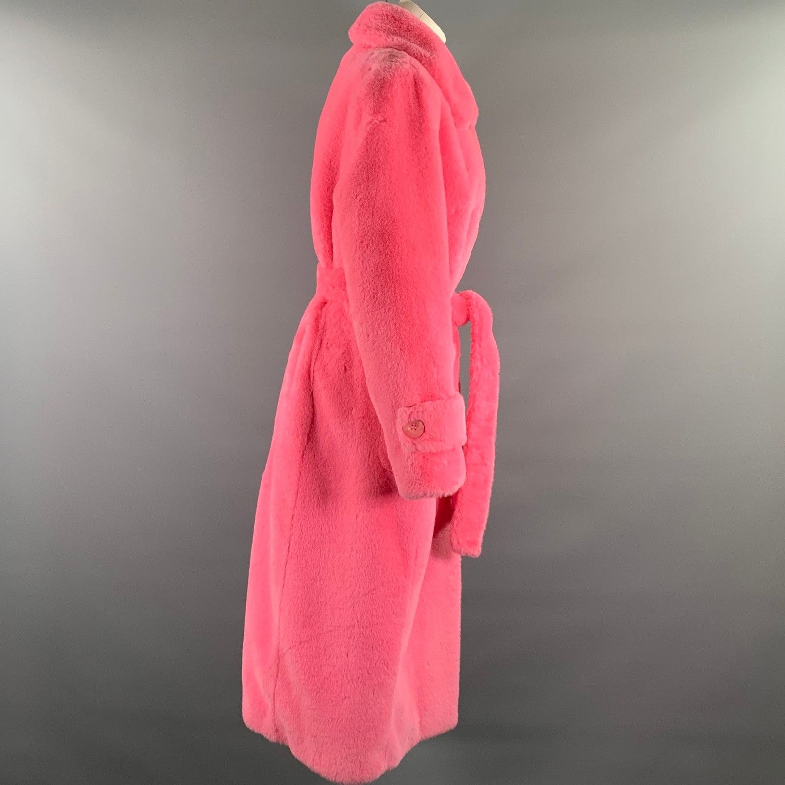 STAND STUDIO STAND STUDIO Size M Pink Faux Fur Belted Coat Size M / US 6-8 / IT 42-44 - 2 Thumbnail