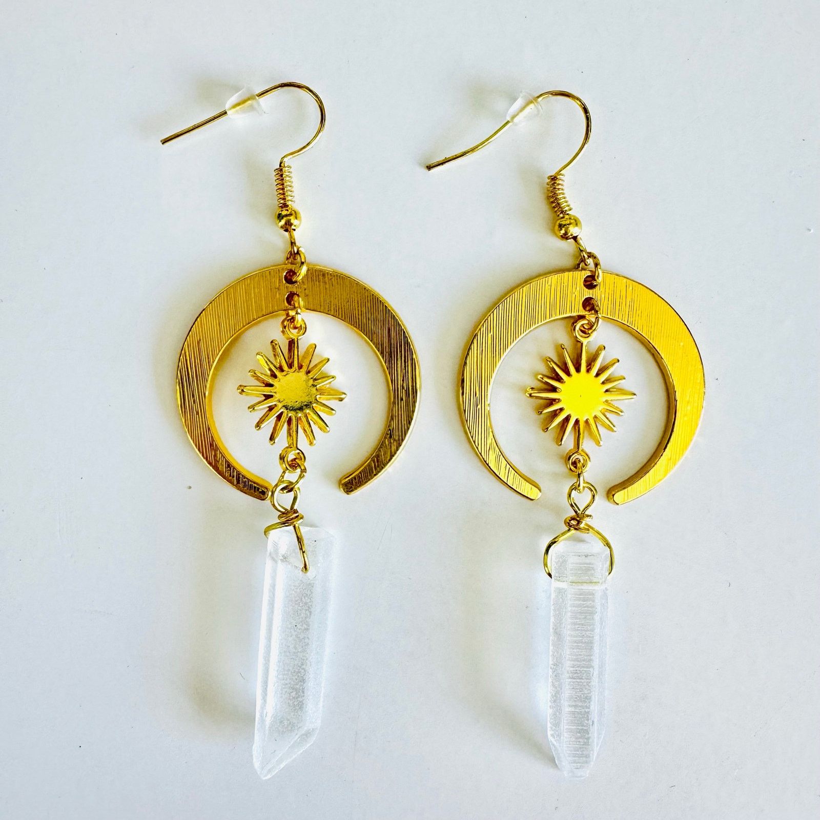 Anthropologie ANTHROPOLOGIE Gold Sun Moon Star Boho Gemstone Hoop Earrings Size ONE SIZE - 3 Thumbnail