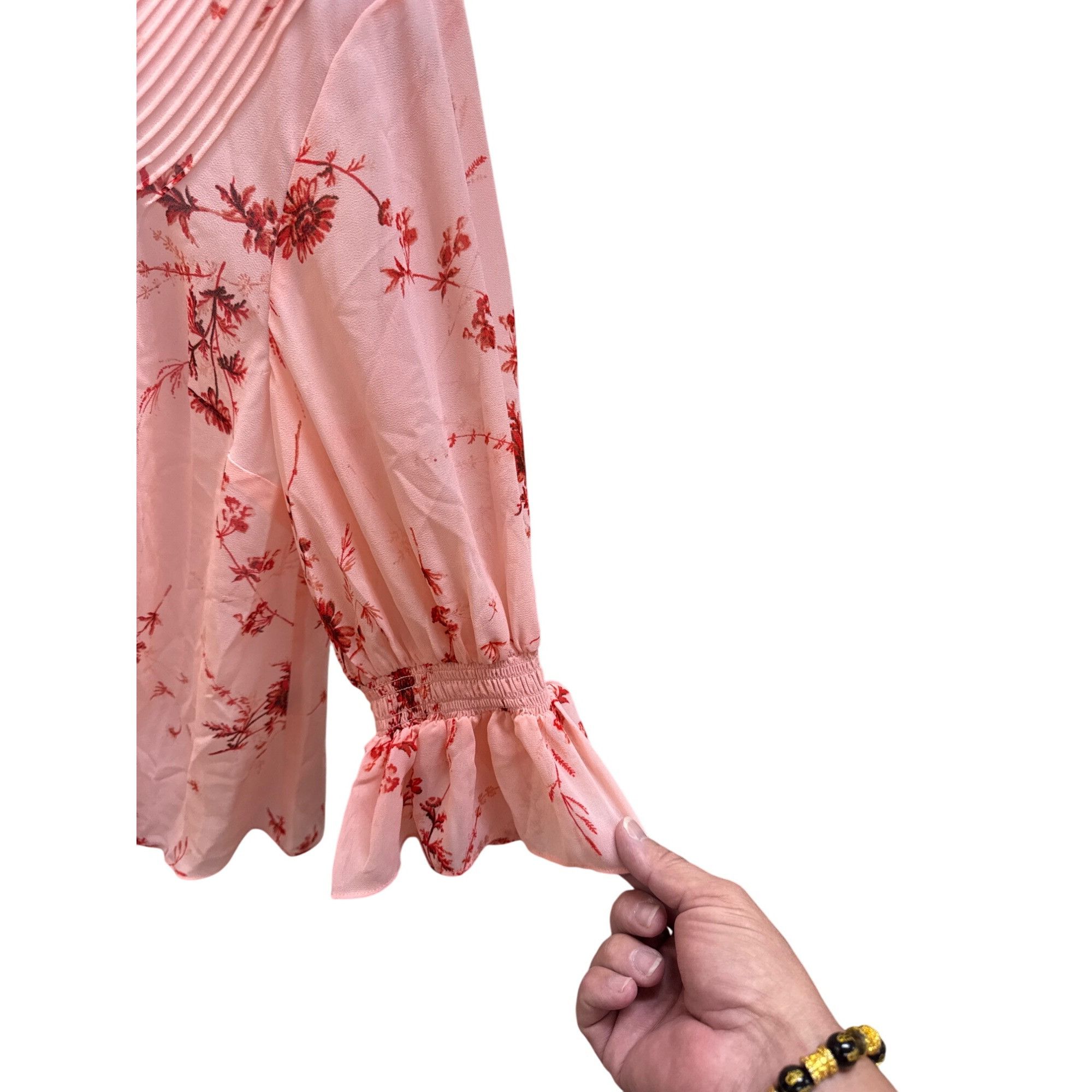 Cinq a Sept Cinq À Sept Womens Pale Rose Multi Floral Blouse dress shirt Size M / US 6-8 / IT 42-44 - 3 Thumbnail