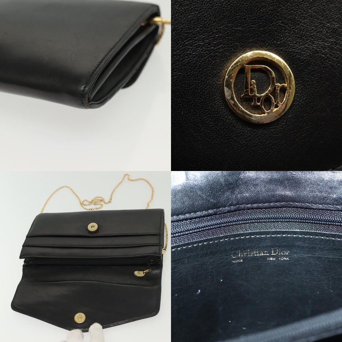 Dior DIOR Chain Shoulder Bag Leather Black Gold Size ONE SIZE - 11 Thumbnail