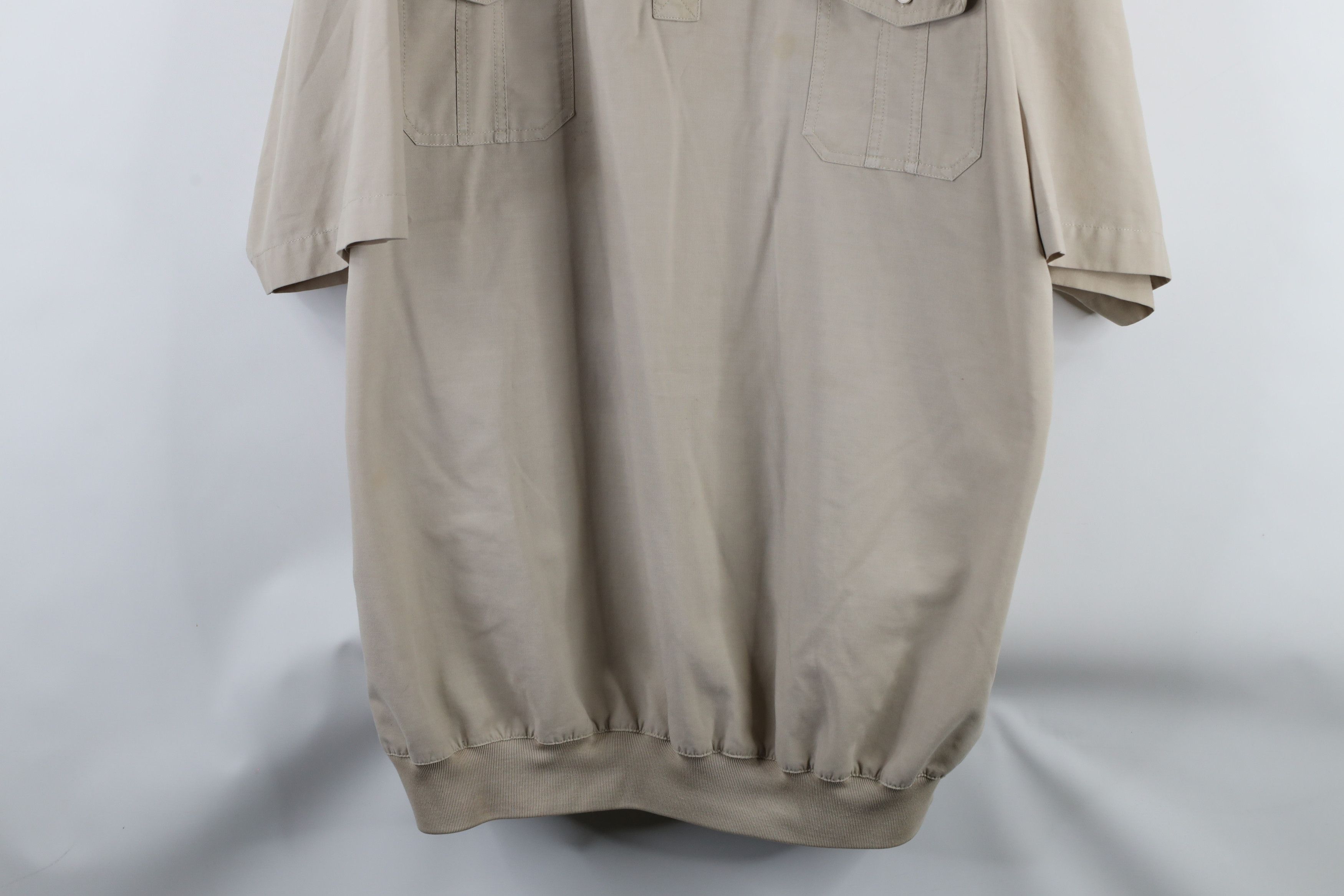 Vintage Vintage 90s Streetwear Ribbed Pullover Polo Shirt Beige Size US XXL / EU 58 / 5 - 3 Thumbnail