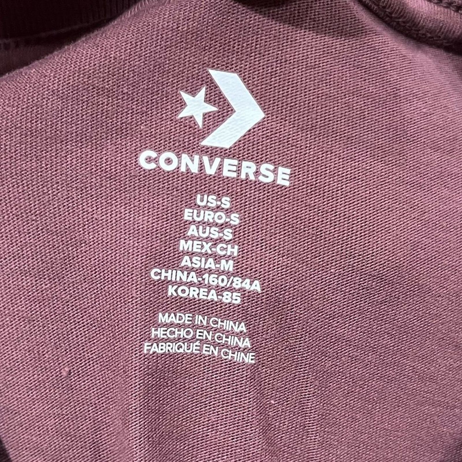 Converse NWOT Converse Puff Logo Crop T-Shirt Crewneck Dark Wine S Size S / US 4 / IT 40 - 2 Thumbnail