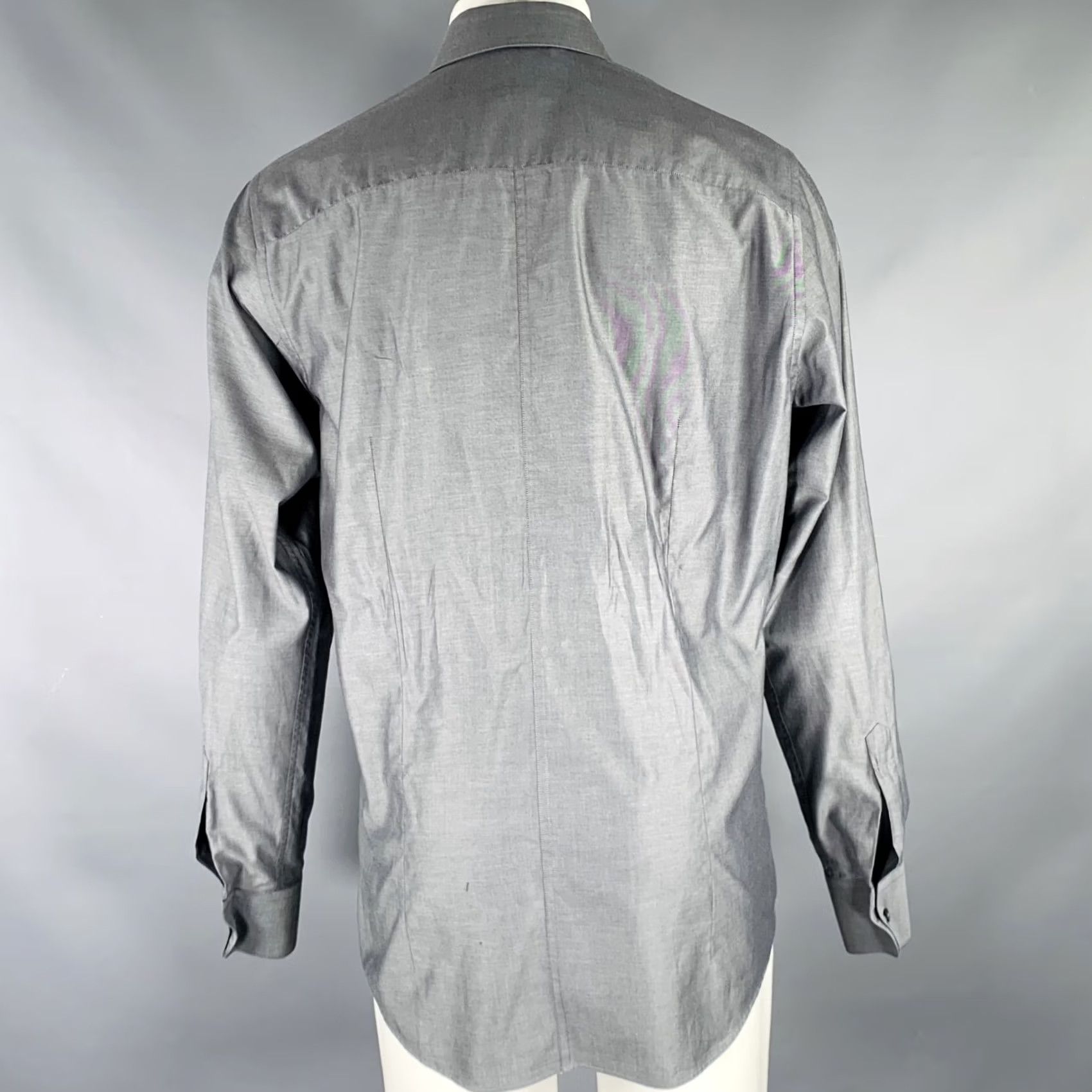Dolce & Gabbana DOLCE & GABBANA Shirt M Grey Cotton Long Sleeve Button Up Size US M / EU 48-50 / 2 - 3 Thumbnail