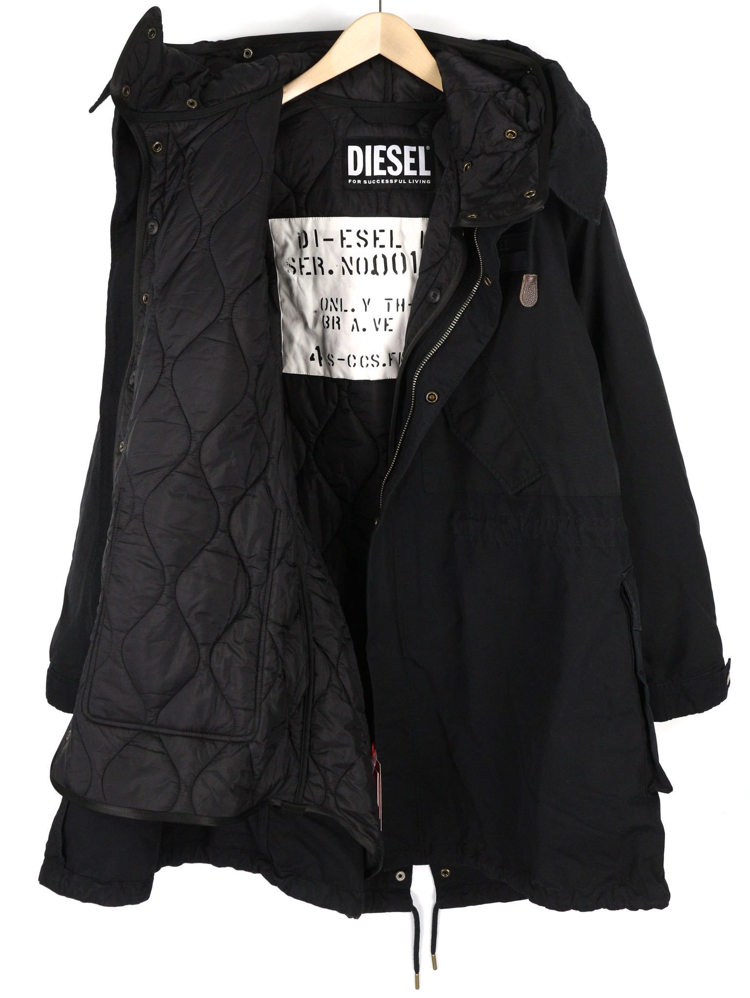 Diesel W-MILES L 2in1 Parka Drawstring Mid-Length Jacket 81747 Size US L / EU 52-54 / 3 - 4 Thumbnail