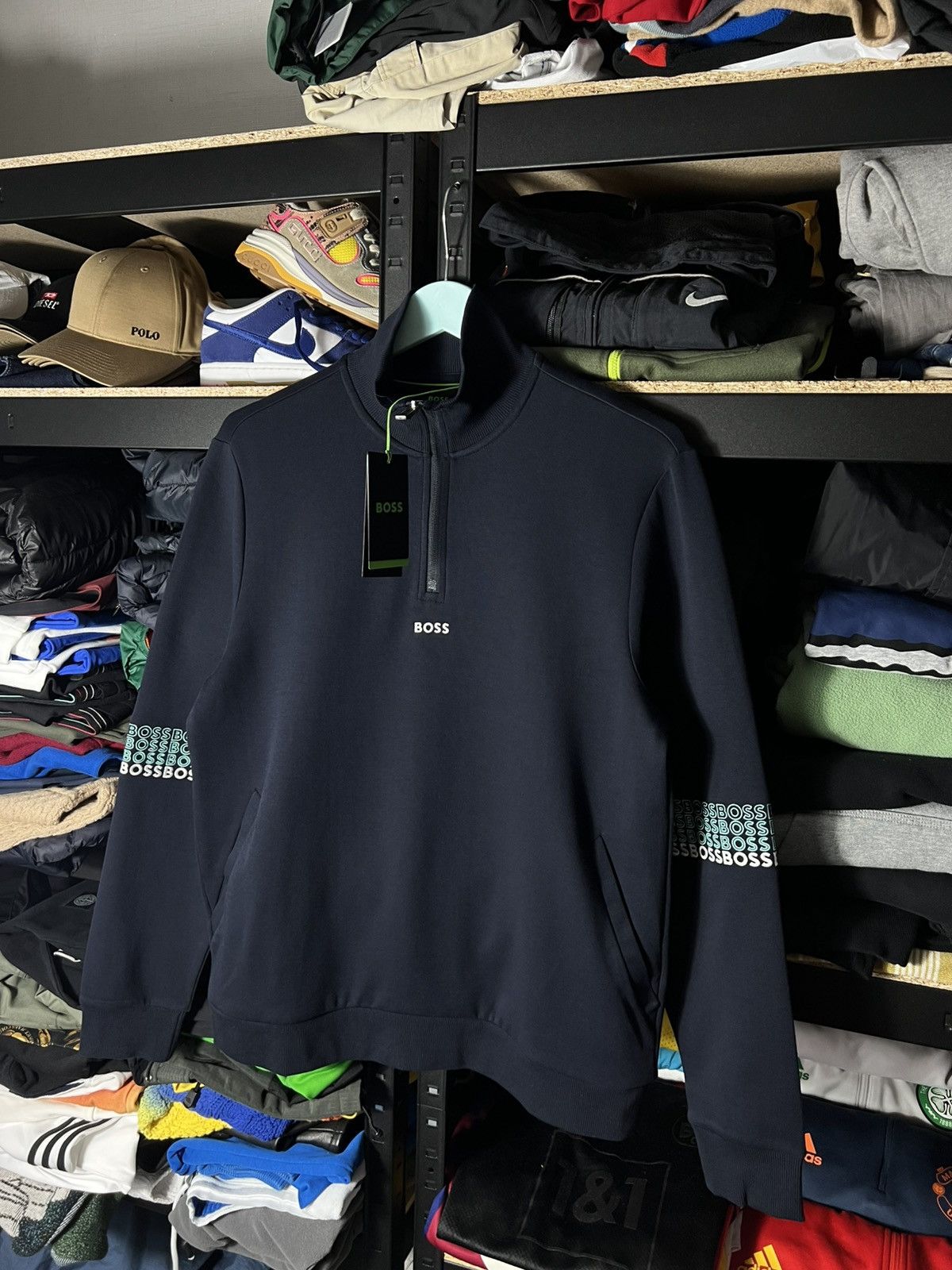 🖤 NWT BOSS Quarter 1/4 Zip Sweatshirt – Navy – Size M