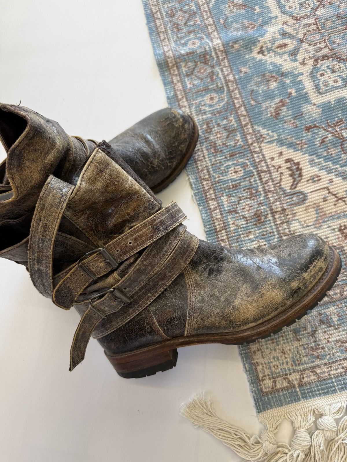 Sendra Sendra Distressed Leather Biker Boots Size 38 Size US 8 / IT 38 - 9 Thumbnail