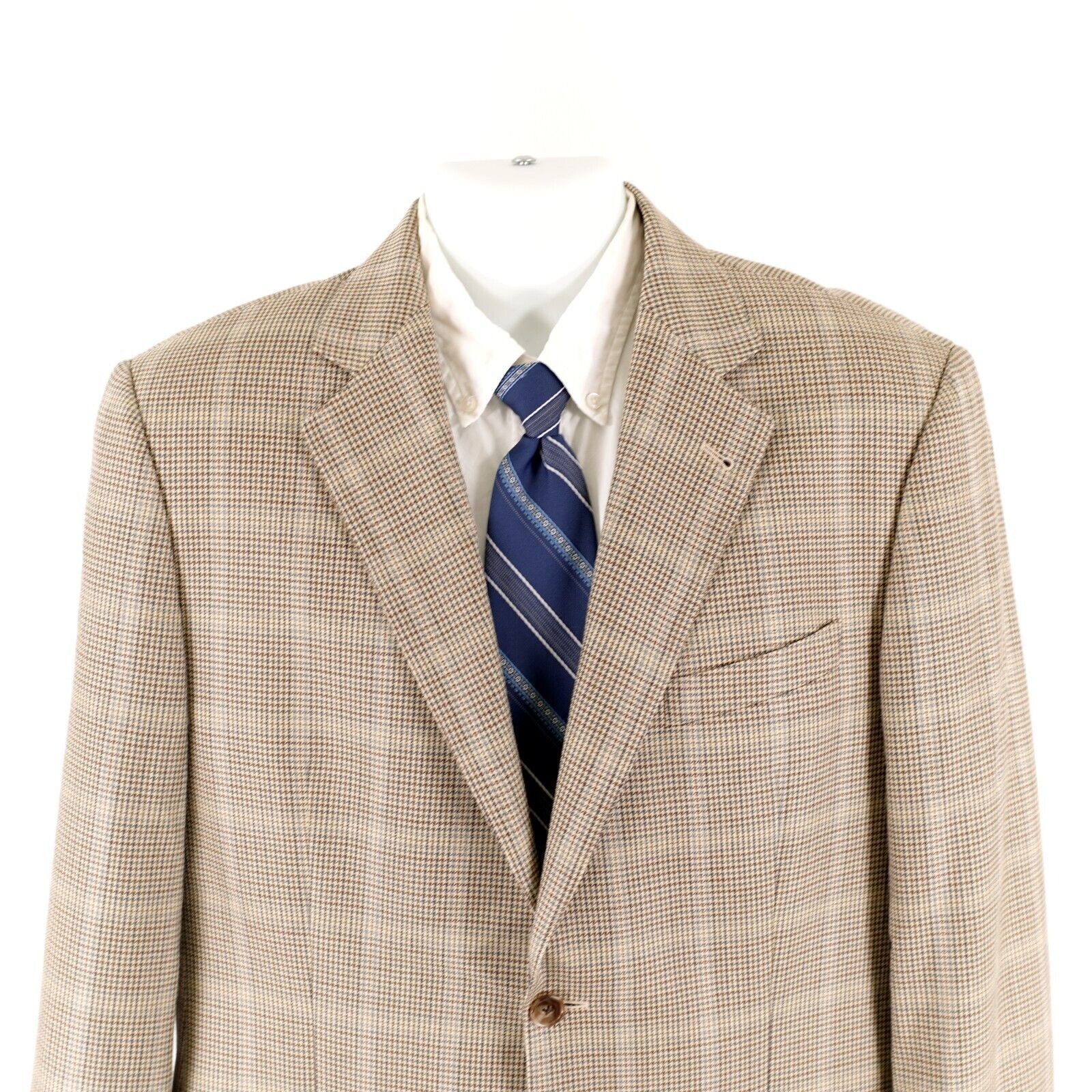 Joseph Abboud Joseph Abboud Classic Wool Silk Green Beige Blue Houndstooth Size 42R - 1 Thumbnail