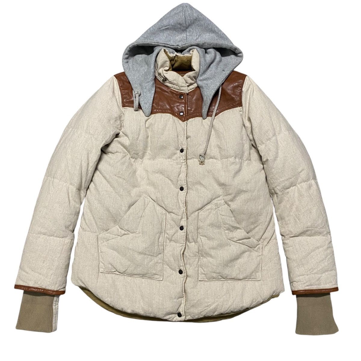 GOA G.O.A Puffer Jacket Hooded Leather Trimmed Size US M / EU 48-50 / 2 - 1 Thumbnail