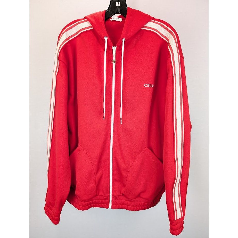 Celine o1rshd1 Zip Hoodie in Red Size US M / EU 48-50 / 2 - 2 Thumbnail