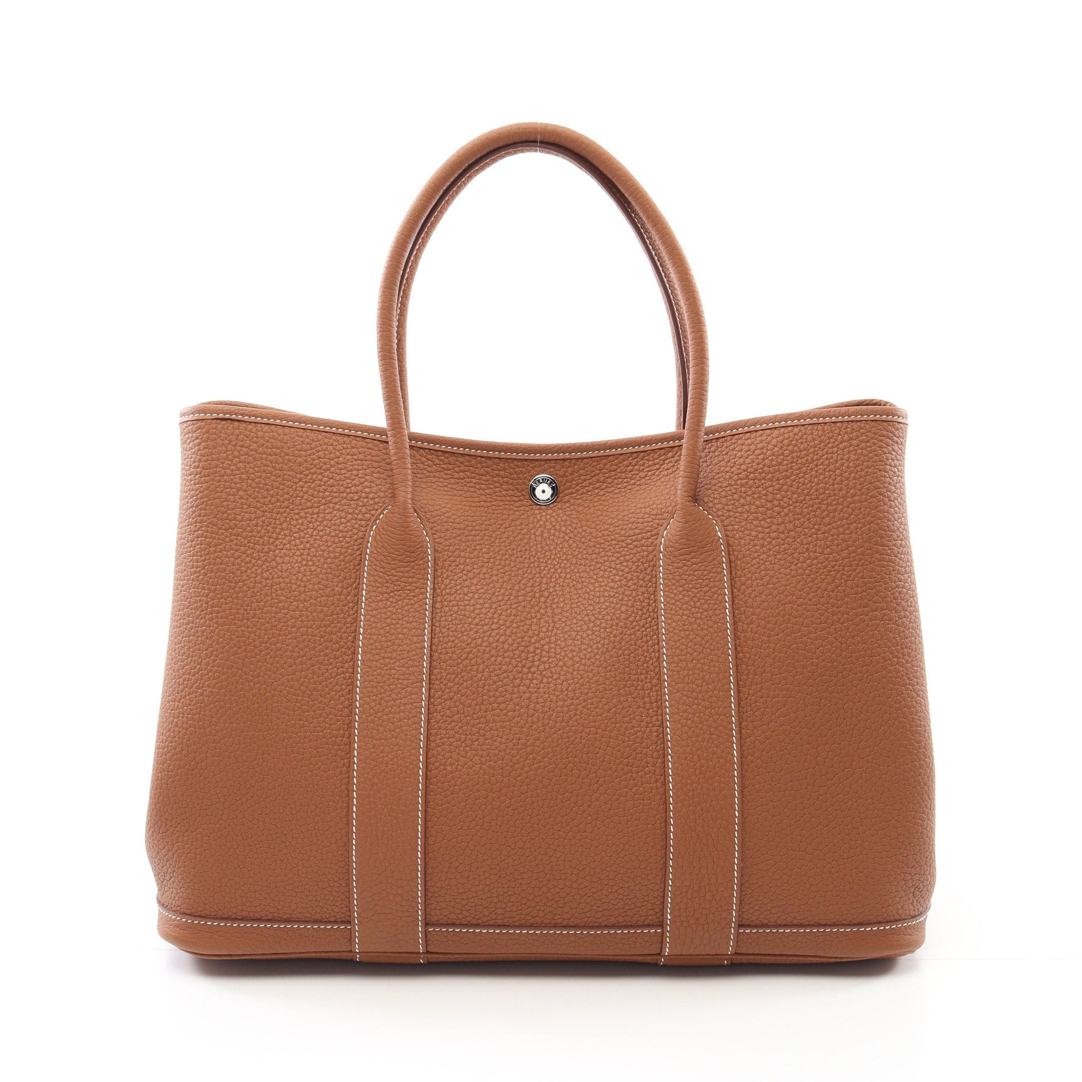 Hermes Garden Party Pm Gold Handbag Tote Bag Negonda Leather Light Brown Silver Hardware Double Engraved, Women's