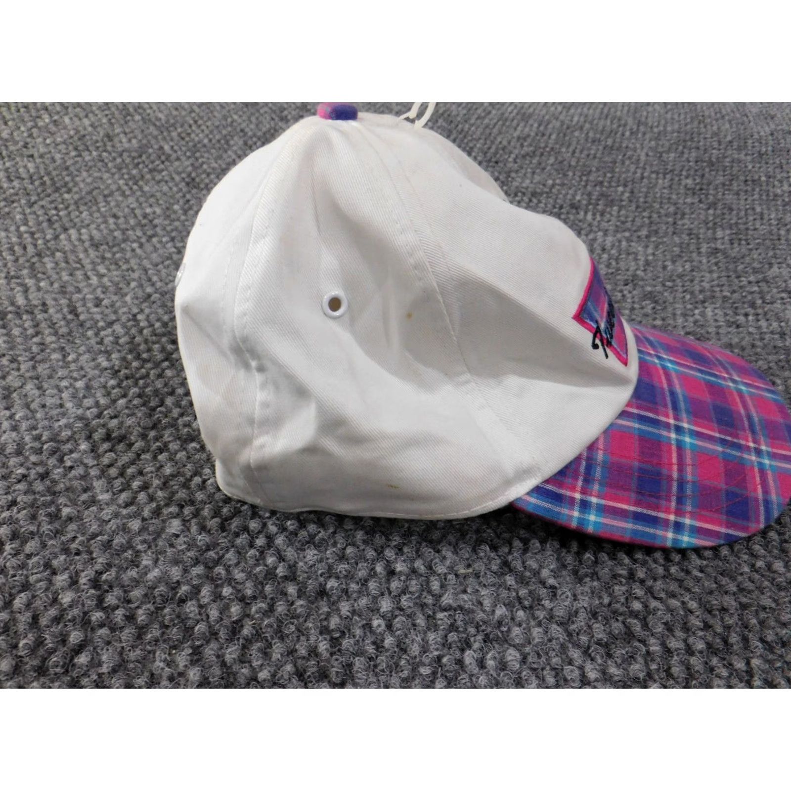 Vintage Looney Tunes Hat One Size White Vintage Plaid Cotton Polyester Adjustable Baseball Cap Women Size ONE SIZE - 6 Thumbnail