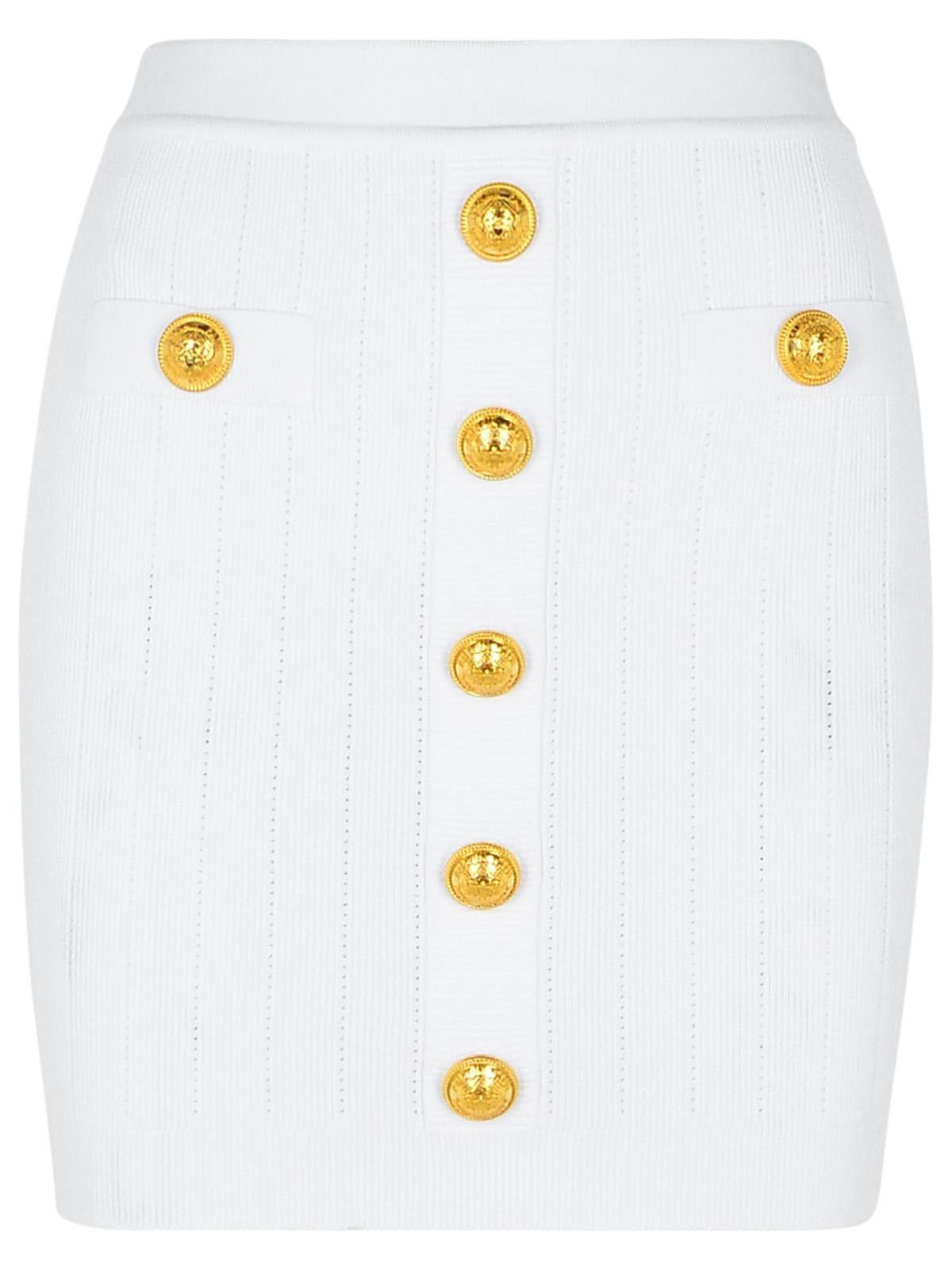 Balmain BALMAIN Mini Skirt In White Viscose Blend Size 30" / US 8 / IT 44 - 1 Thumbnail