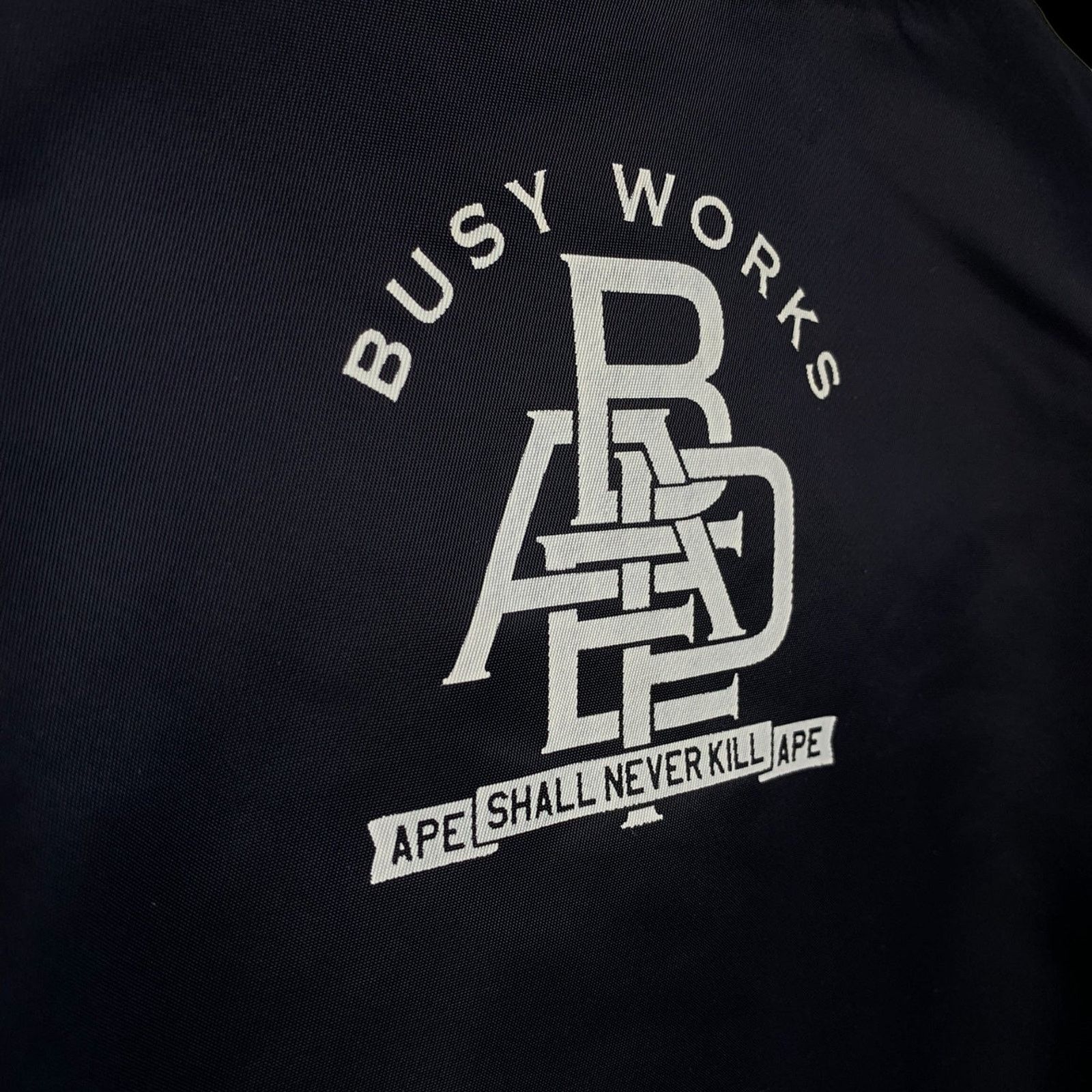 Bape OG Script Logo Nylon Stadium Jacket (Navy Blue) Size US L / EU 52-54 / 3 - 5 Thumbnail