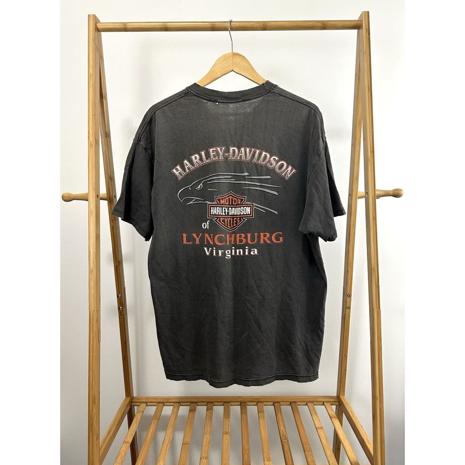 Harley Davidson VTG Harley-Davidson T-Shirt XL Black Distressed Flame Fire Wolf Bike Grunge Ride Men Mens Size US XL / EU 56 / 4 - 2 Thumbnail