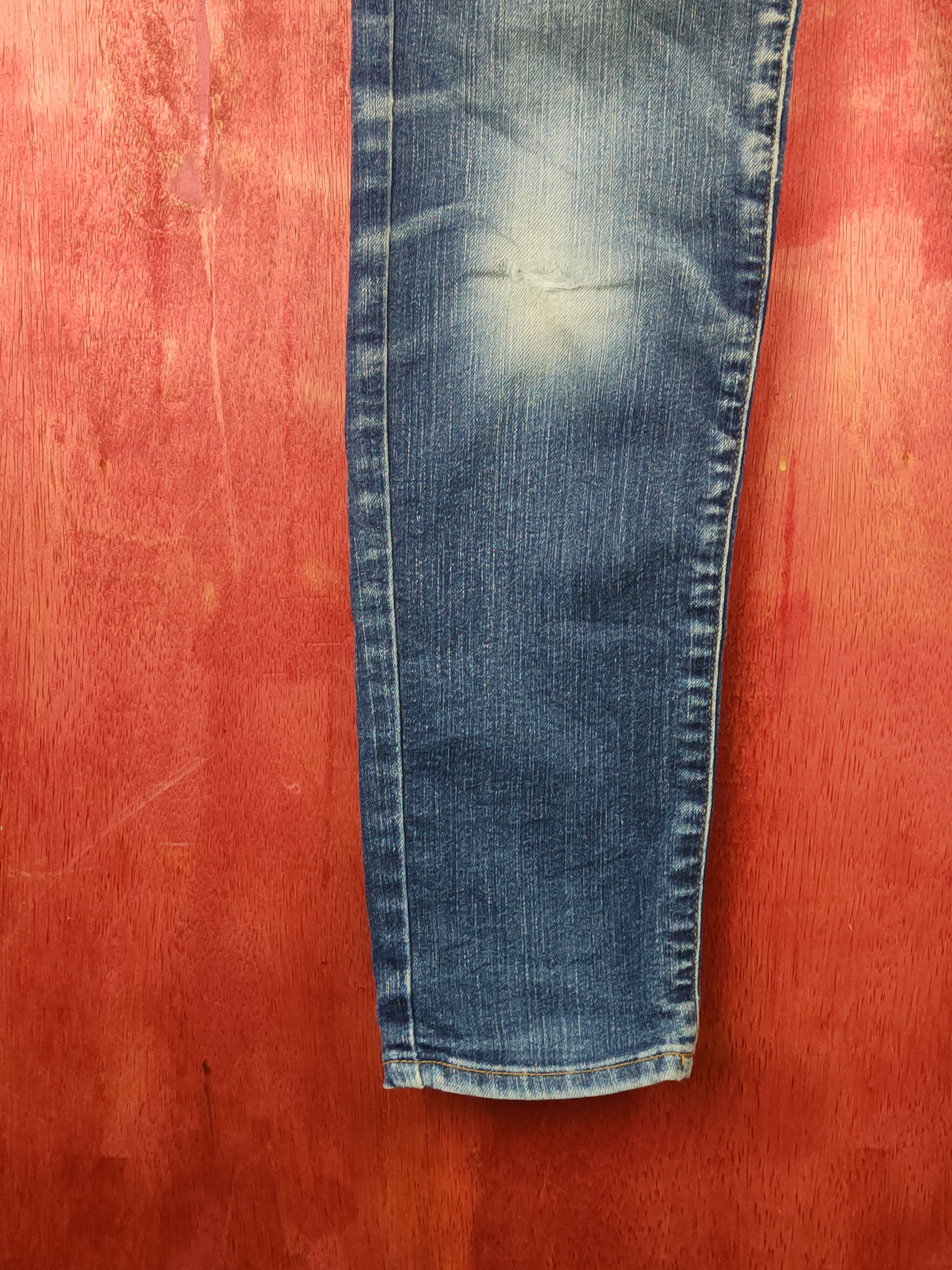 GU × Japanese Brand GU Blue Distressed Ripped Jeans #S1773 Size 26" / US 2 / IT 38 - 4 Thumbnail