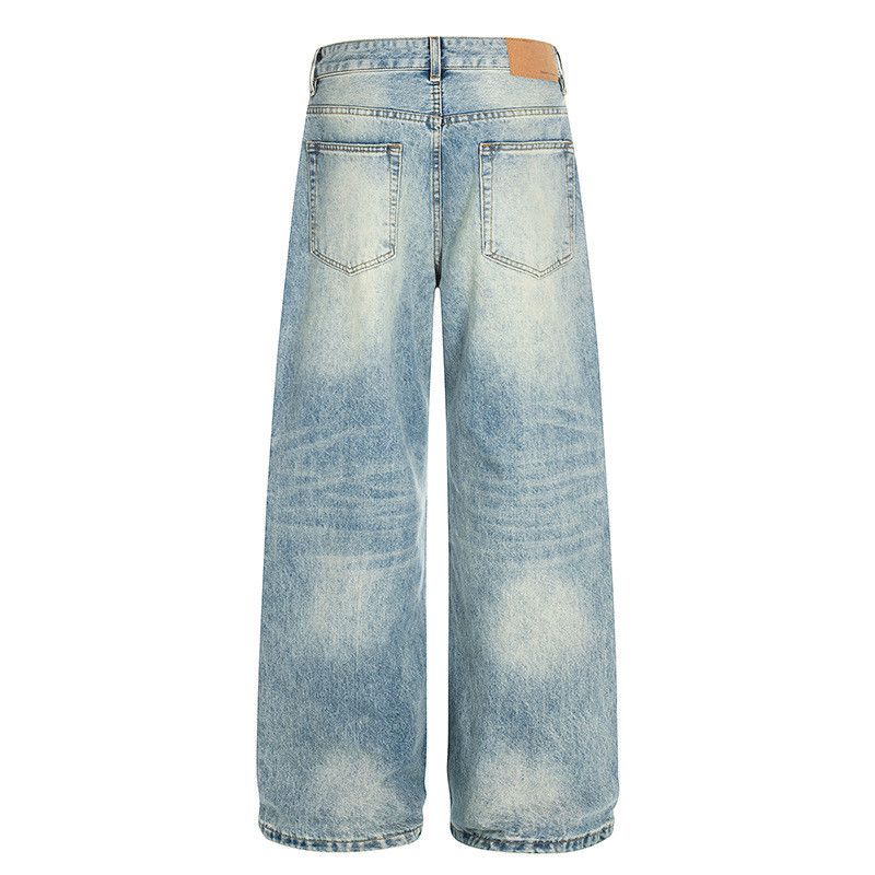 Vintage American retro washed whiskered wide-leg jeans for men Size US 32 / EU 48 - 2 Thumbnail