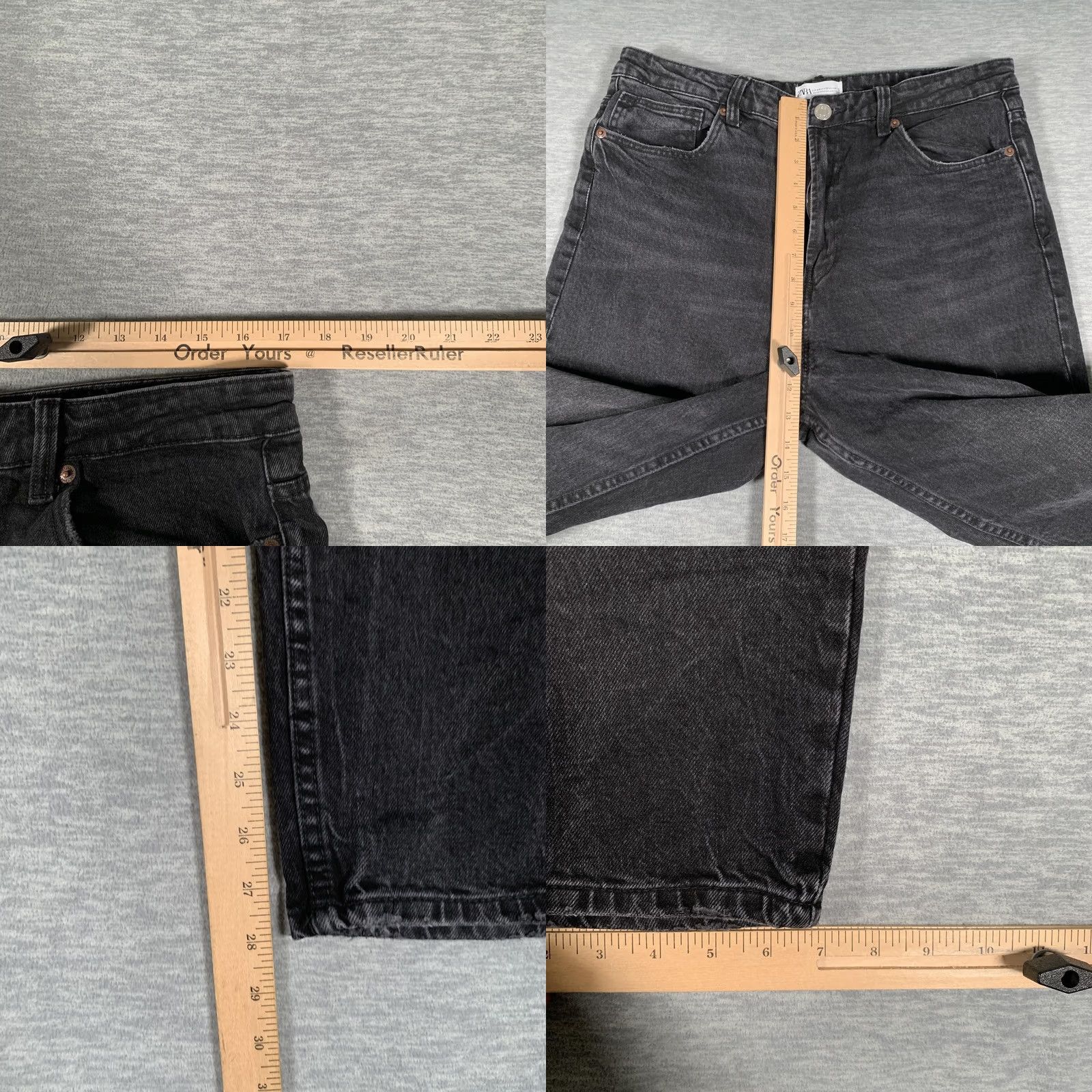 Zara Zara Jeans Womens 12 Gray High Rise Tapered Leg Charcoal Wash Stretch Denim Jeans Size 34" / US 12 / IT 48 - 8 Thumbnail