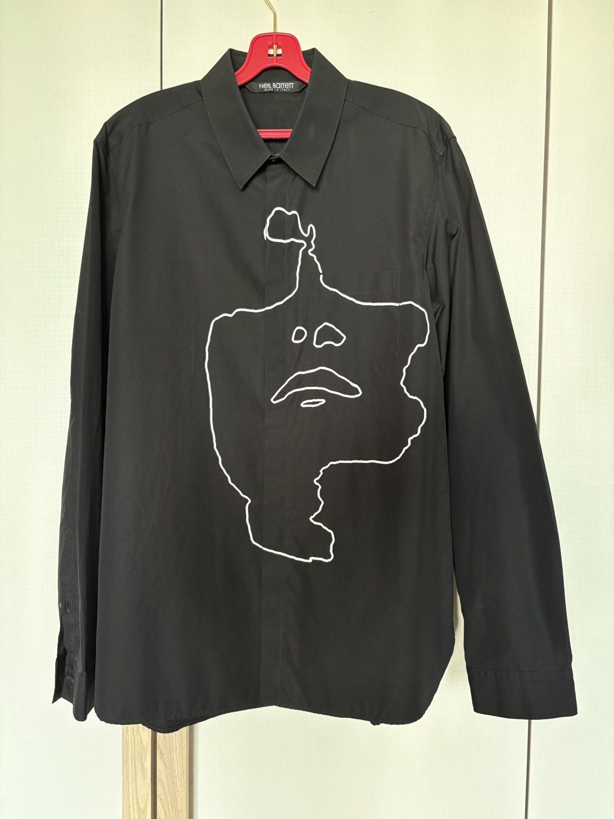 Neil Barrett Formal Black Shirt with Face Print Size US L / EU 52-54 / 3 - 1 Thumbnail