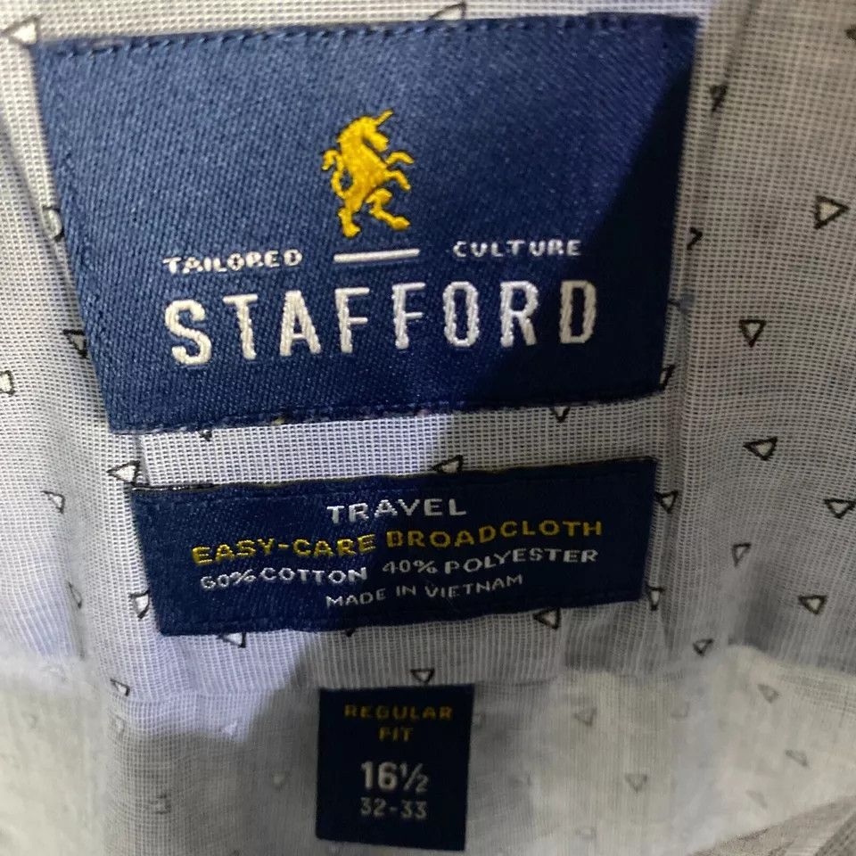 Stafford Stafford Button Up Shirt Men's 16.5 Travel Broadcloth 32-33 Size US L / EU 52-54 / 3 - 3 Thumbnail