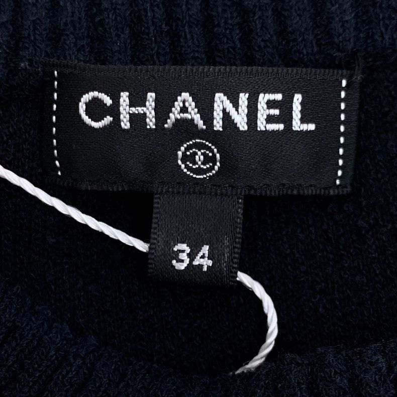 Chanel Chanel Black Logo Embroidered Knit Top -2505 Size US XXS / EU 40 - 6 Thumbnail