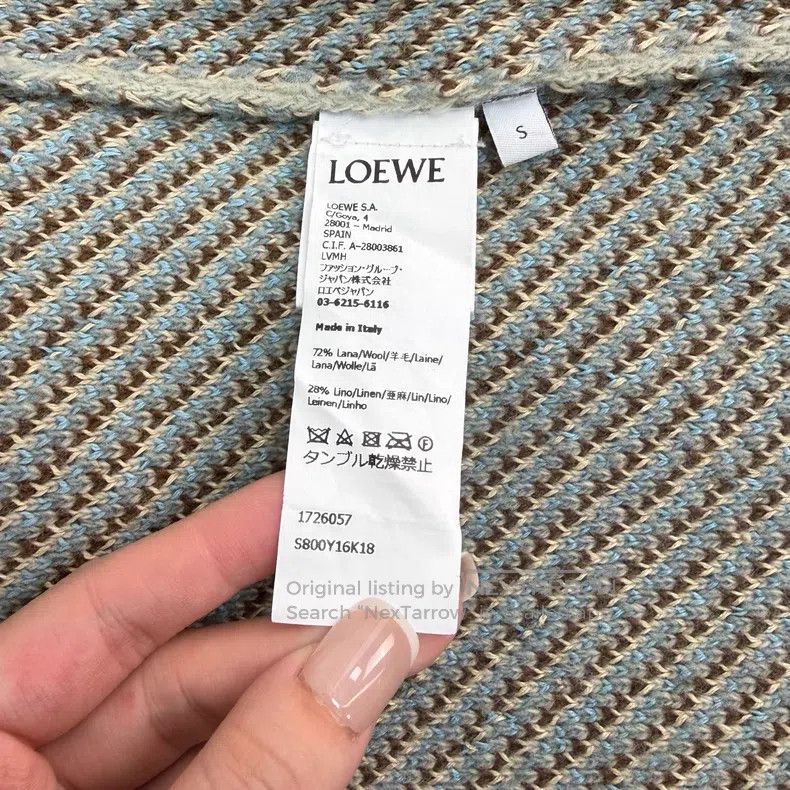 Loewe Loewe Light Grey-Green Large Logo Deer Pattern Wool Linen Size S / US 4 / IT 40 - 6 Thumbnail