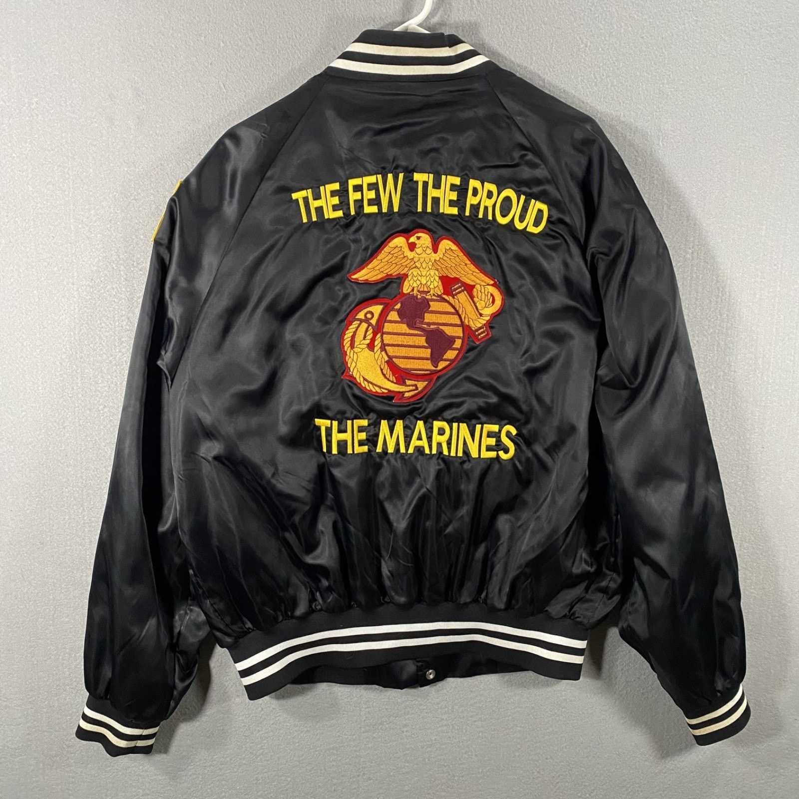 Auburn Sportswear Semper Fi The Few Proud Marines Blk Bomber Jacket Mens Large Size US L / EU 52-54 / 3 - 1 Thumbnail