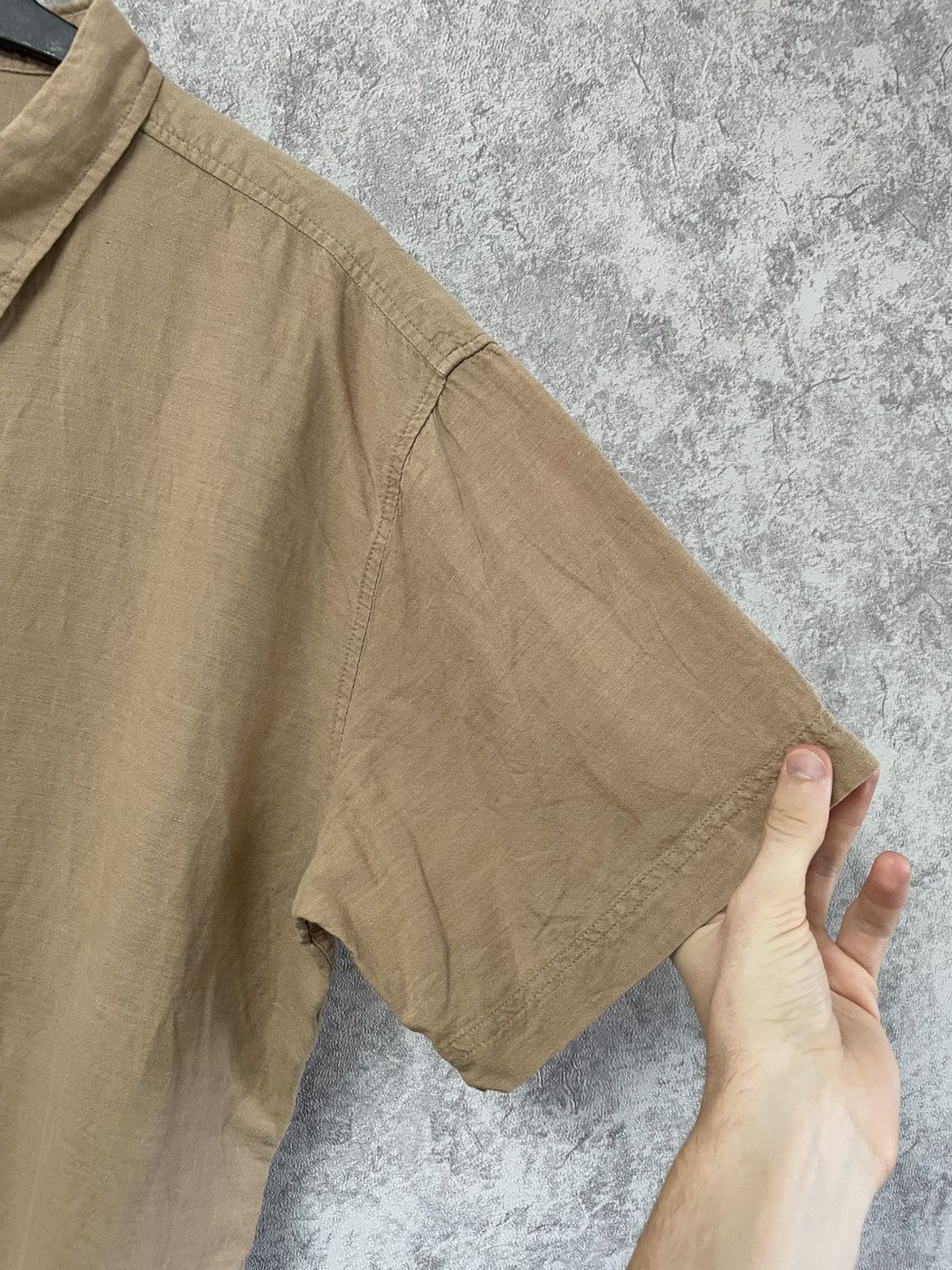 Balmain Balmain Linen/Cotton Brown Short Sleeve Shirt Button Up Size US XL / EU 56 / 4 - 5 Thumbnail