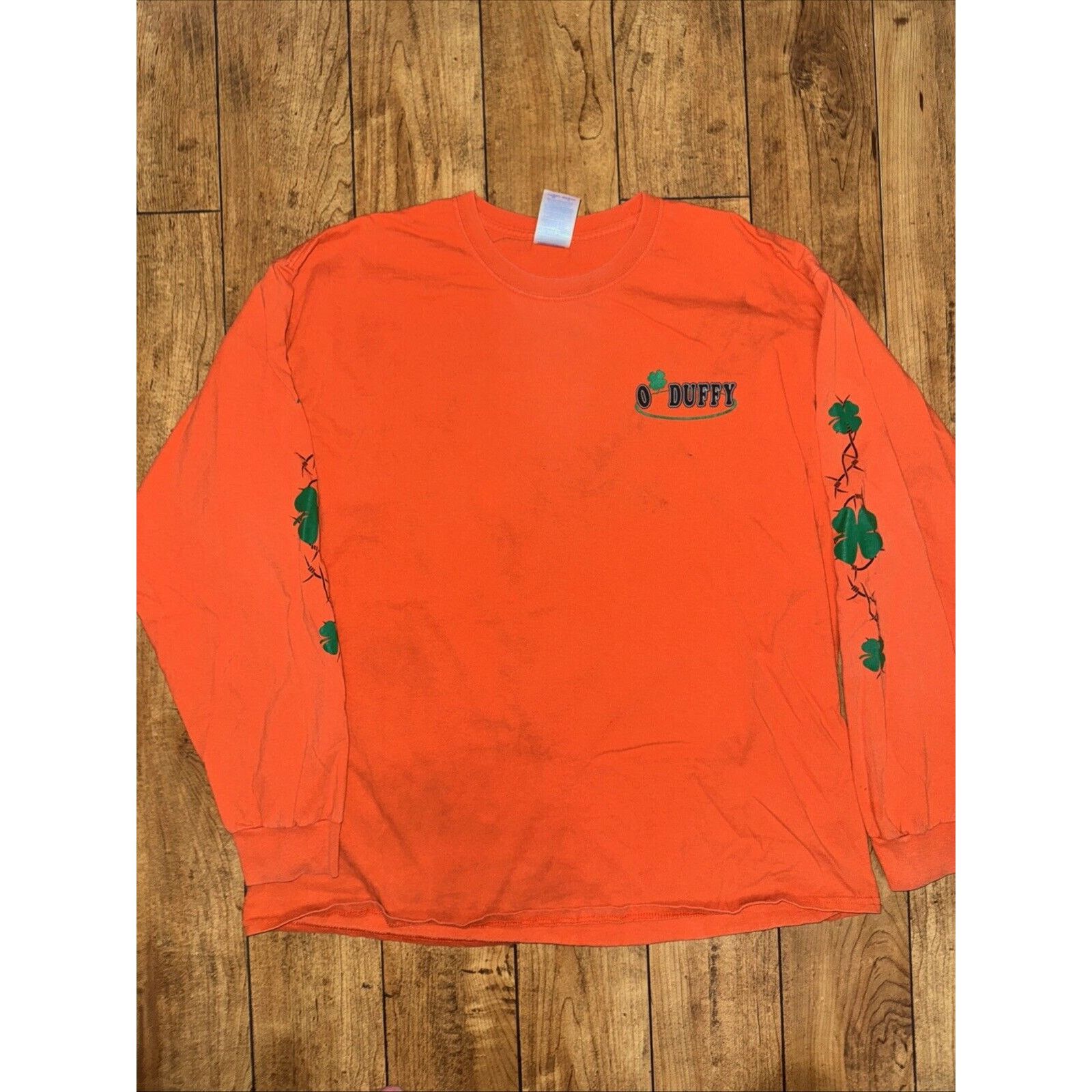 Vintage Y2K Style Long Sleeve T-Shirt Orange XL Barbwire Grunge Size US XL / EU 56 / 4 - 5 Thumbnail
