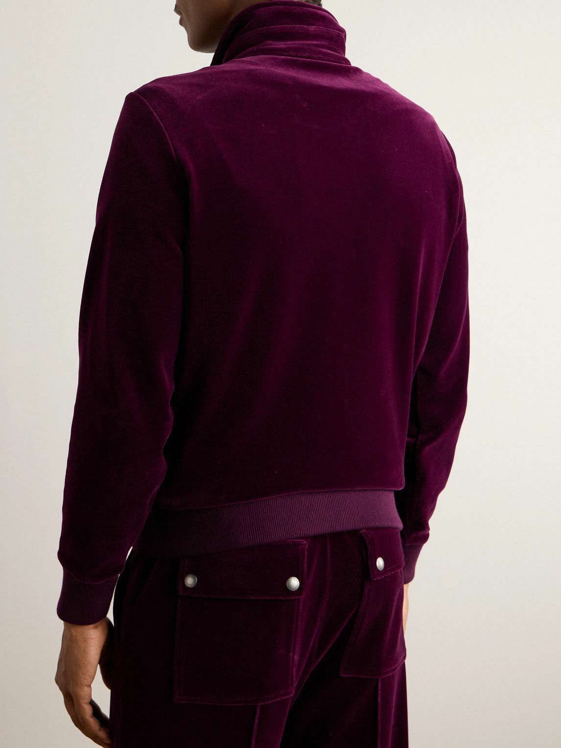 Tom Ford o1w1db10525 JZL001 Velvet Track Jacket in Purple Size US XL / EU 56 / 4 - 4 Thumbnail