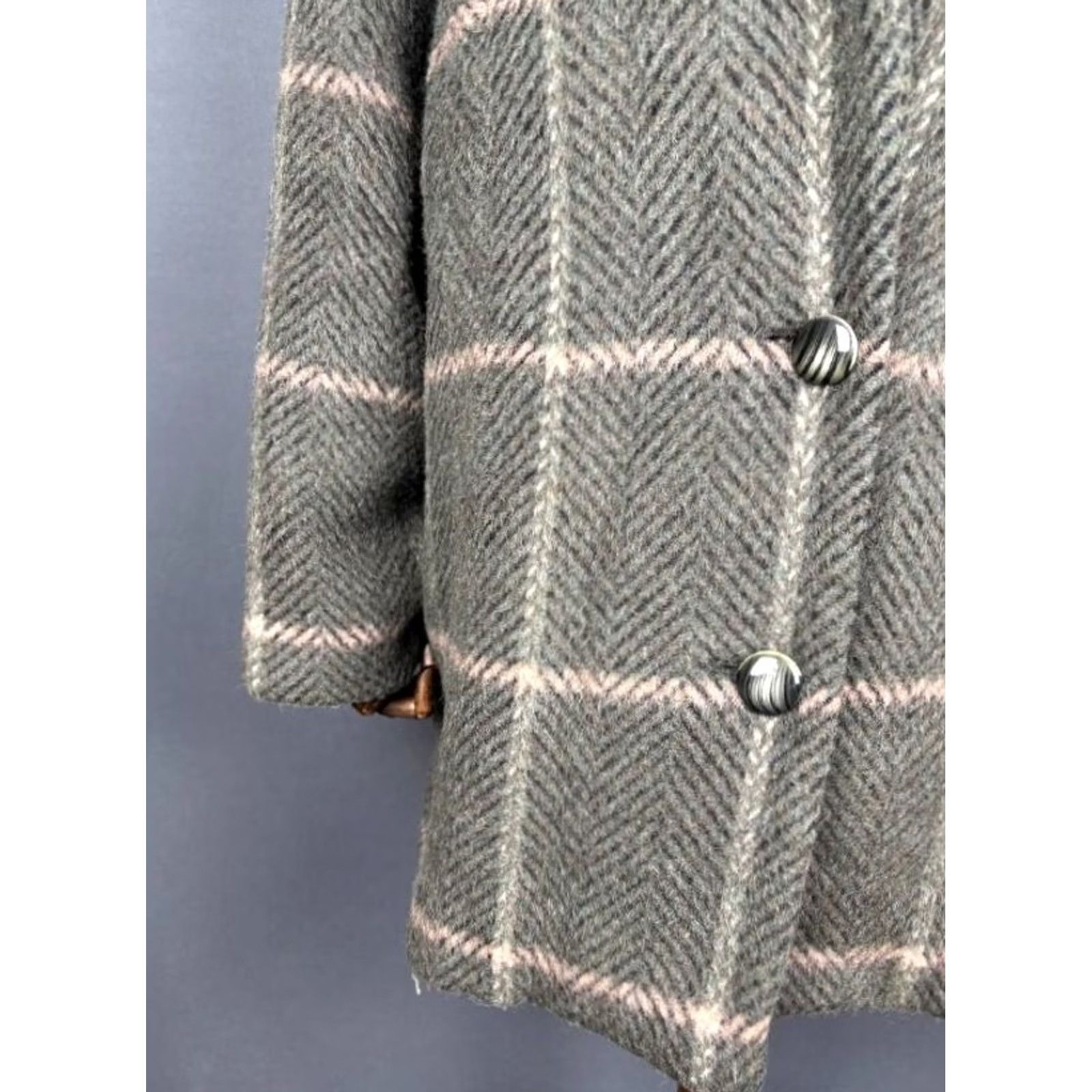 Vintage Luisa Spagnoli Coat Womens Long Gray Plaid Lama Button Up L Adults Women Midwest Style? Size L / US 10 / IT 46 - 6 Thumbnail