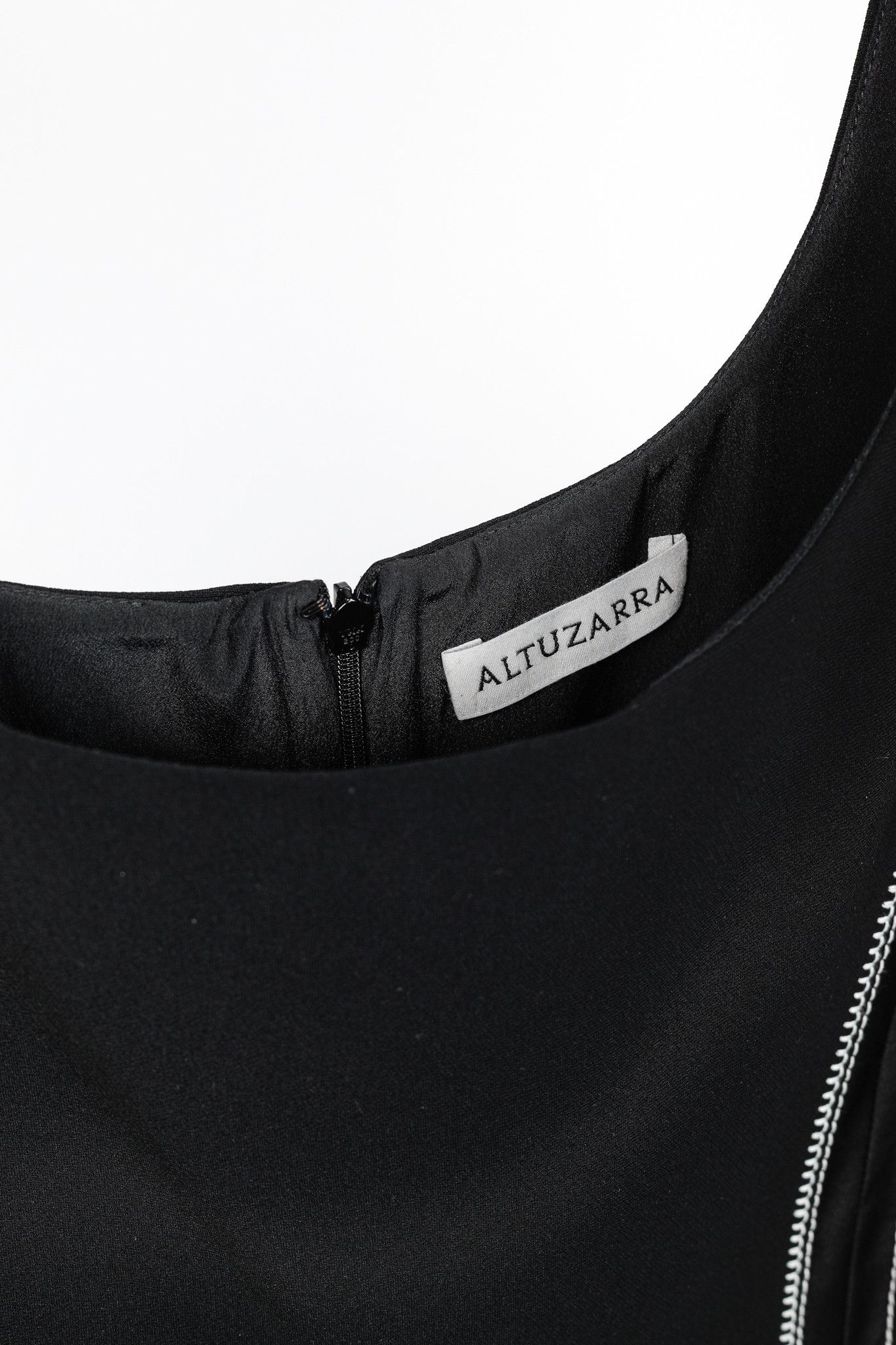 Altuzarra Altuzarra Black Crepe Satin-Trim Fluted-Hem Midi Dress Size S / US 4 / IT 40 - 4 Thumbnail