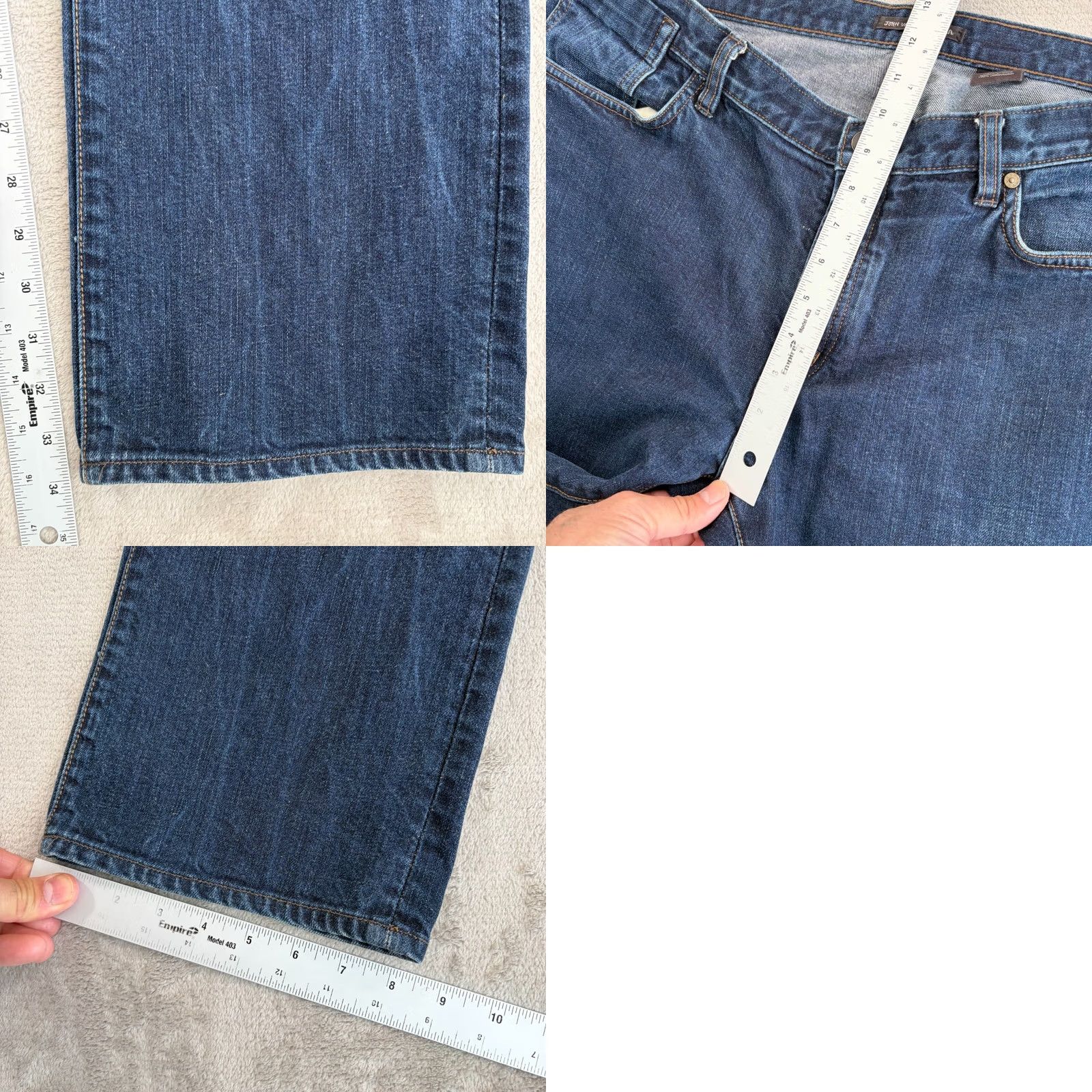 John Varvatos John Varvatos USA Bowery Slim Straight Jeans Men 38x34 Blue Denim Button Fly 5-Pocket Regular Fit Old Town? Size US 38 / EU 54 - 8 Thumbnail