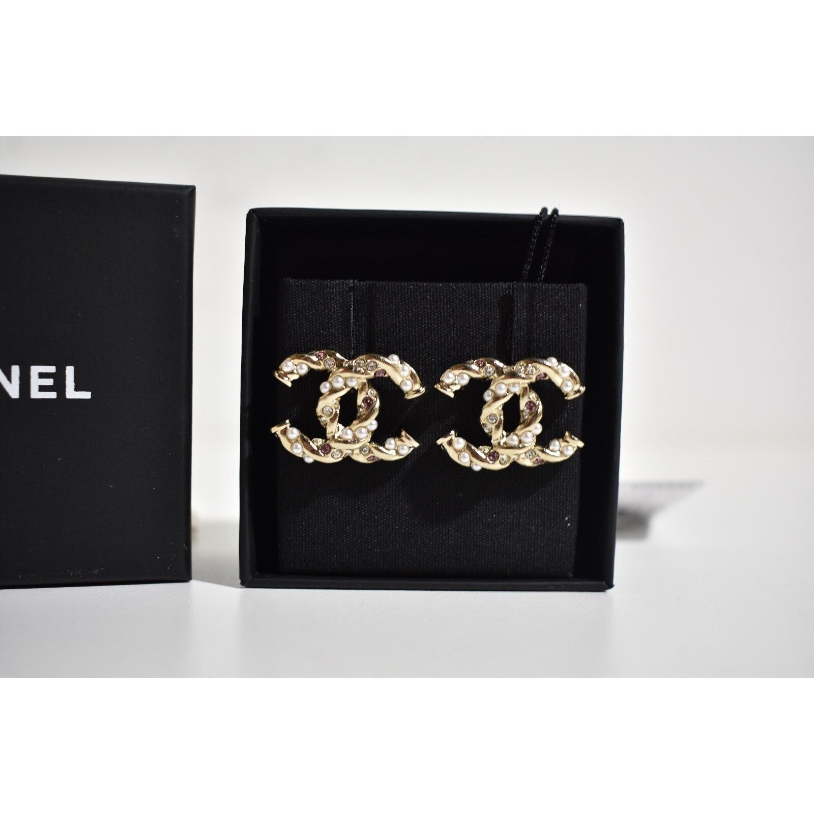 Chanel Chanel Gold Pearl Crystal Classic Statement Stud Earrings Size ONE SIZE - 6 Thumbnail