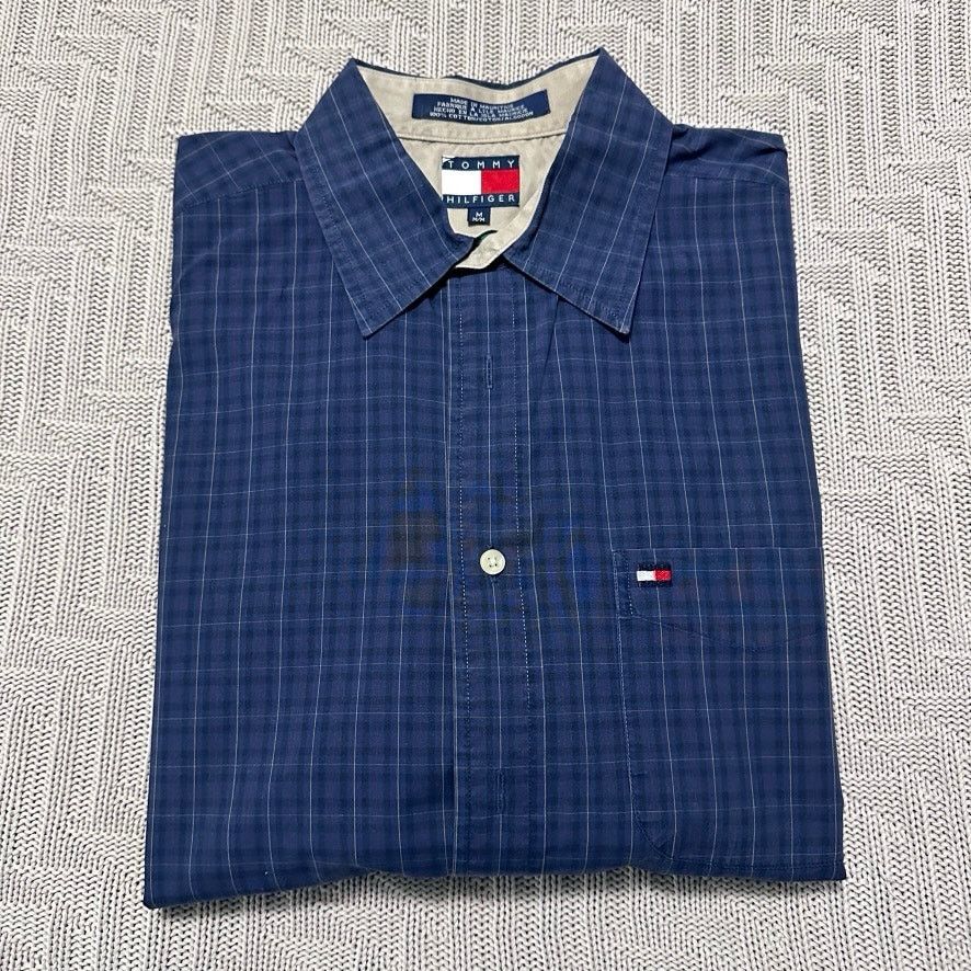 Tommy Hilfiger Vintage Tommy Hilfiger navy purple plaid button down size M Size US M / EU 48-50 / 2 - 1 Thumbnail