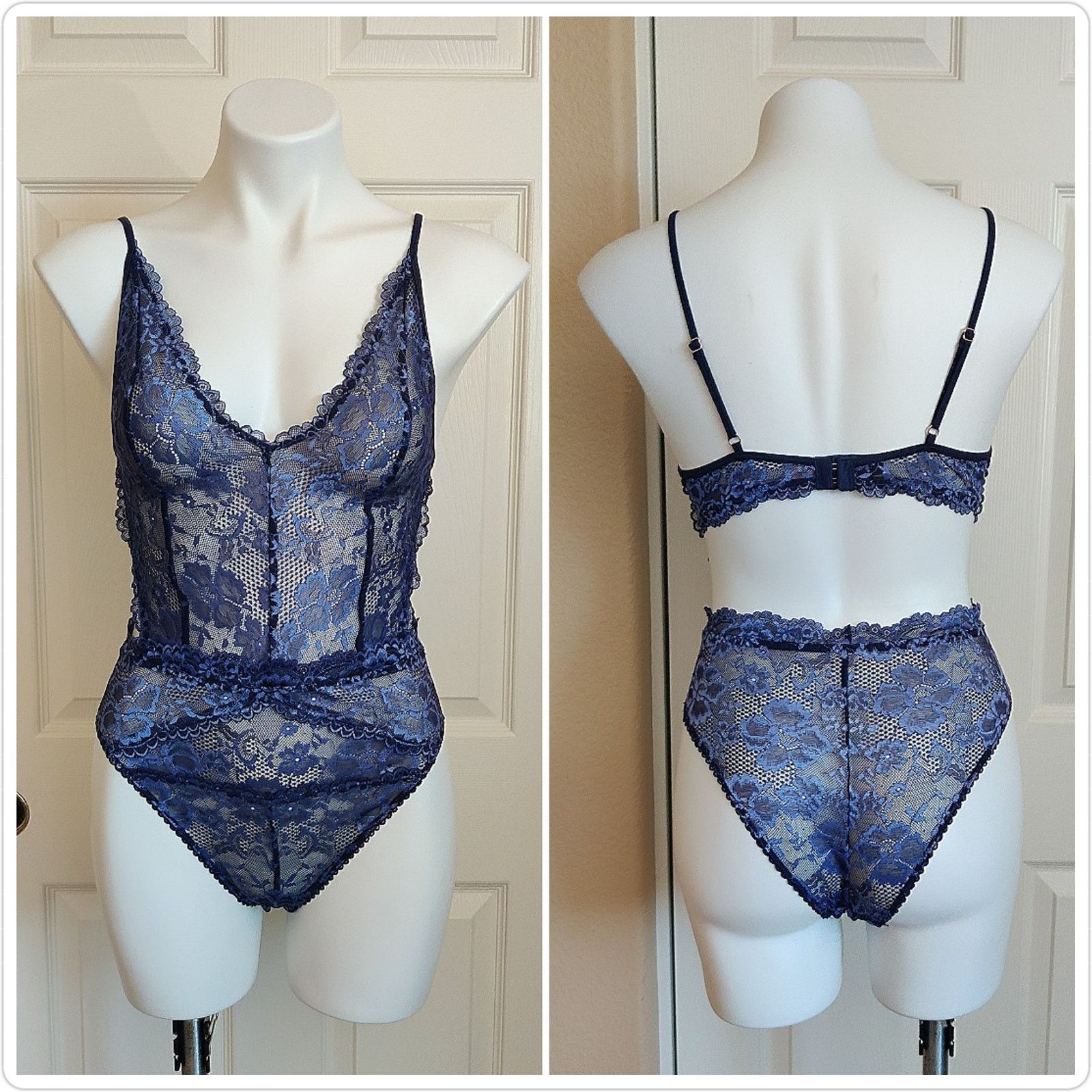 Salvage Savage X Fenty Sheer Stretch Floral Lace Teddy sz S Size S / US 4 / IT 40 - 1 Thumbnail
