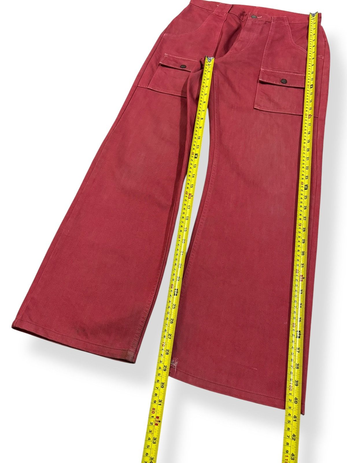 PPFM Vintage Japanese Brand PPFM Red Baggy Bush Denim Pants Size US 30 / EU 46 - 15 Thumbnail