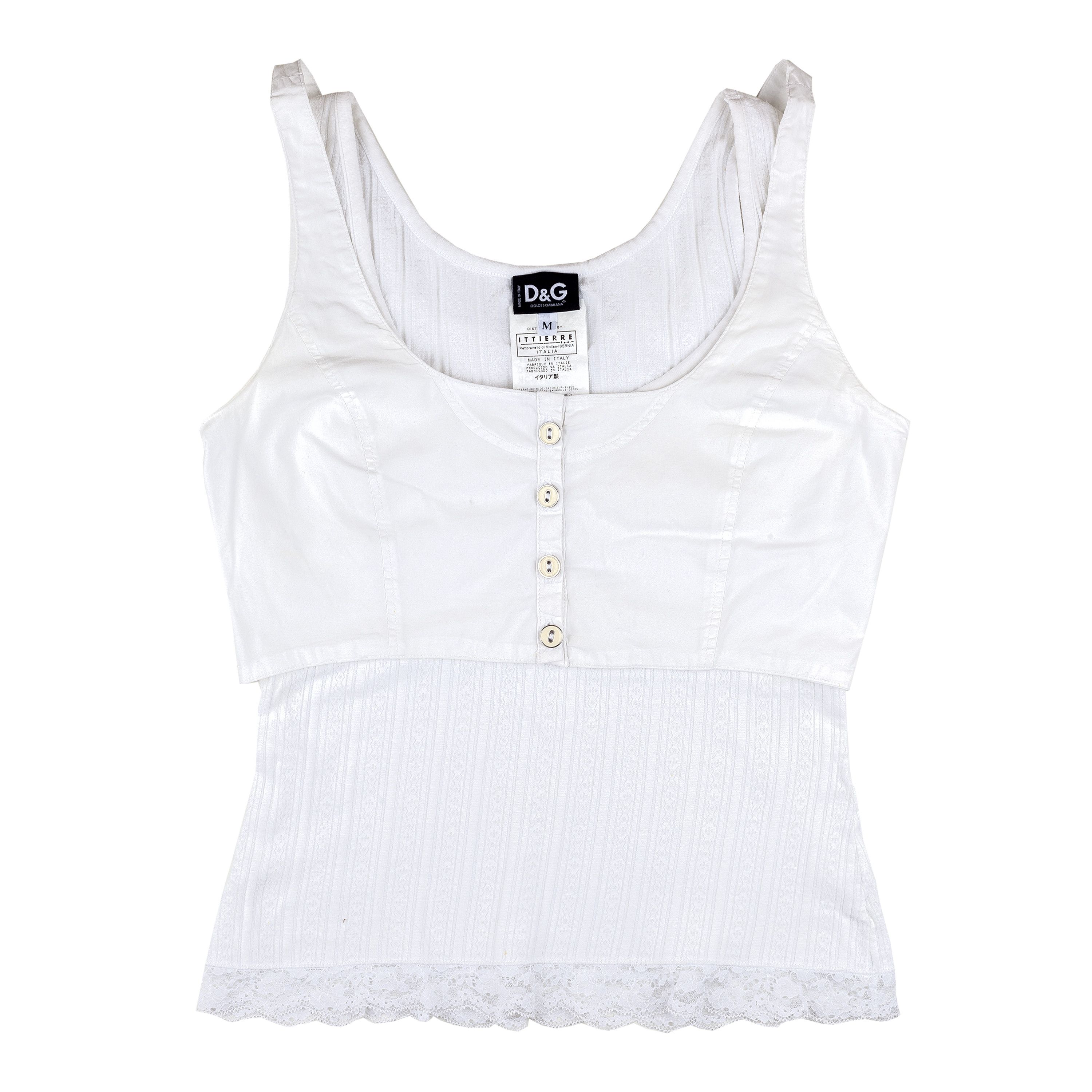 Dolce & Gabbana Dolce & Gabbana White Double Layer Tank Top (M) Size M / US 6-8 / IT 42-44 - 1 Thumbnail