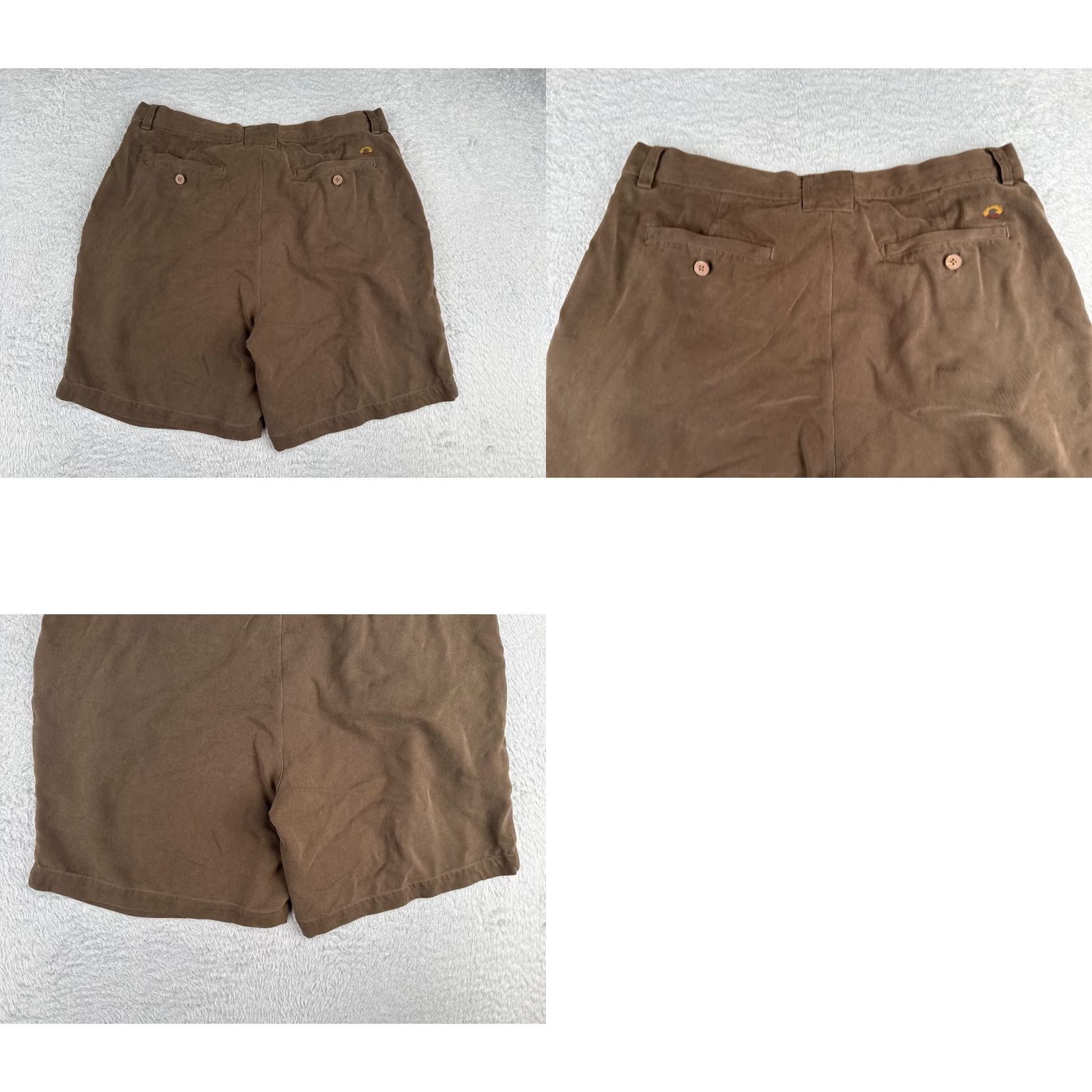 Tommy Bahama Tommy Bahama Shorts Men Bermuda 36 Brown Silk Pleated Beach Resort 36x9 Relaxed Mens Summer 100% Silk Easy Care Pockets Quick Dry Size US 36 / EU 52 - 9 Thumbnail