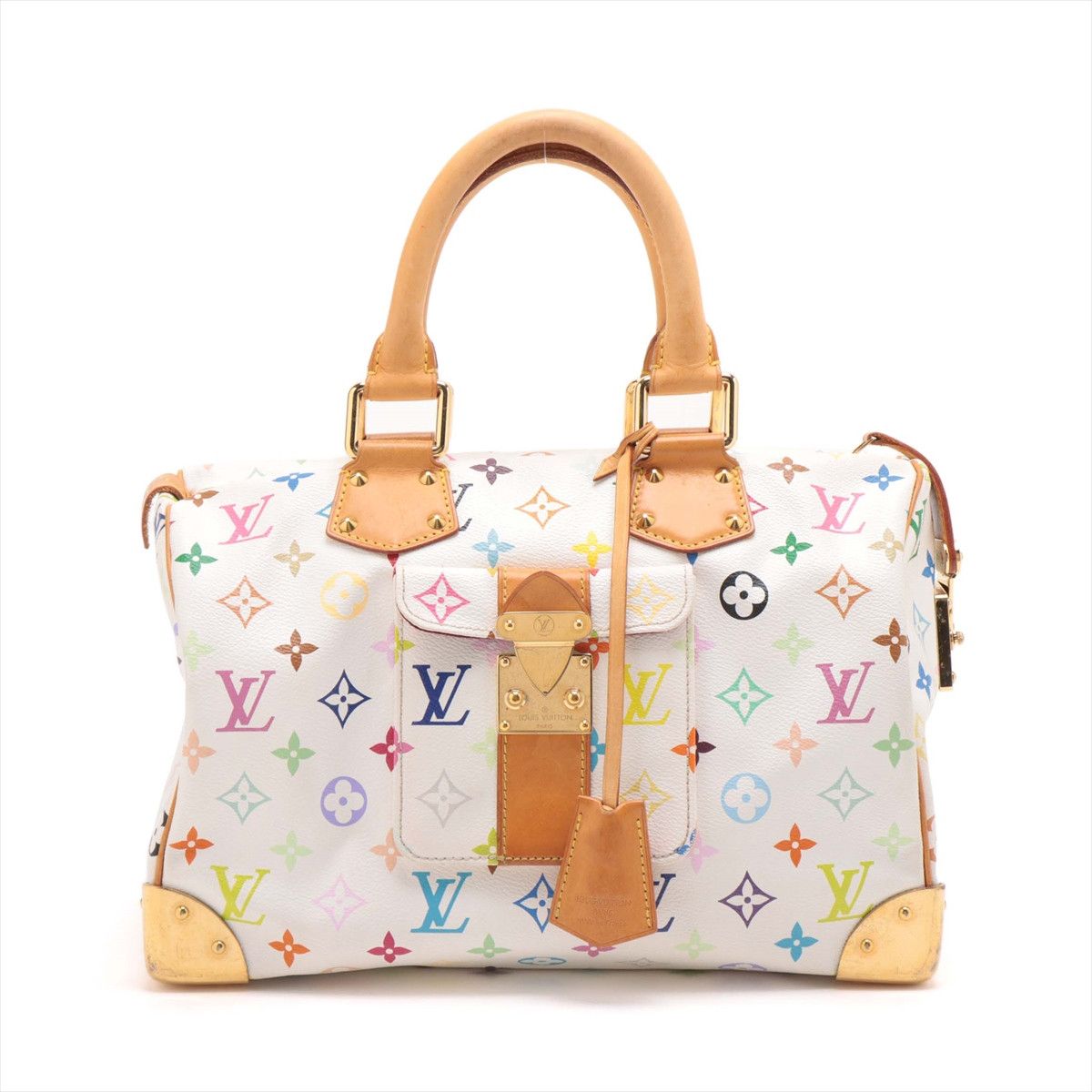 image of Louis Vuitton Multi Speedy 30 White Handbag, Women's