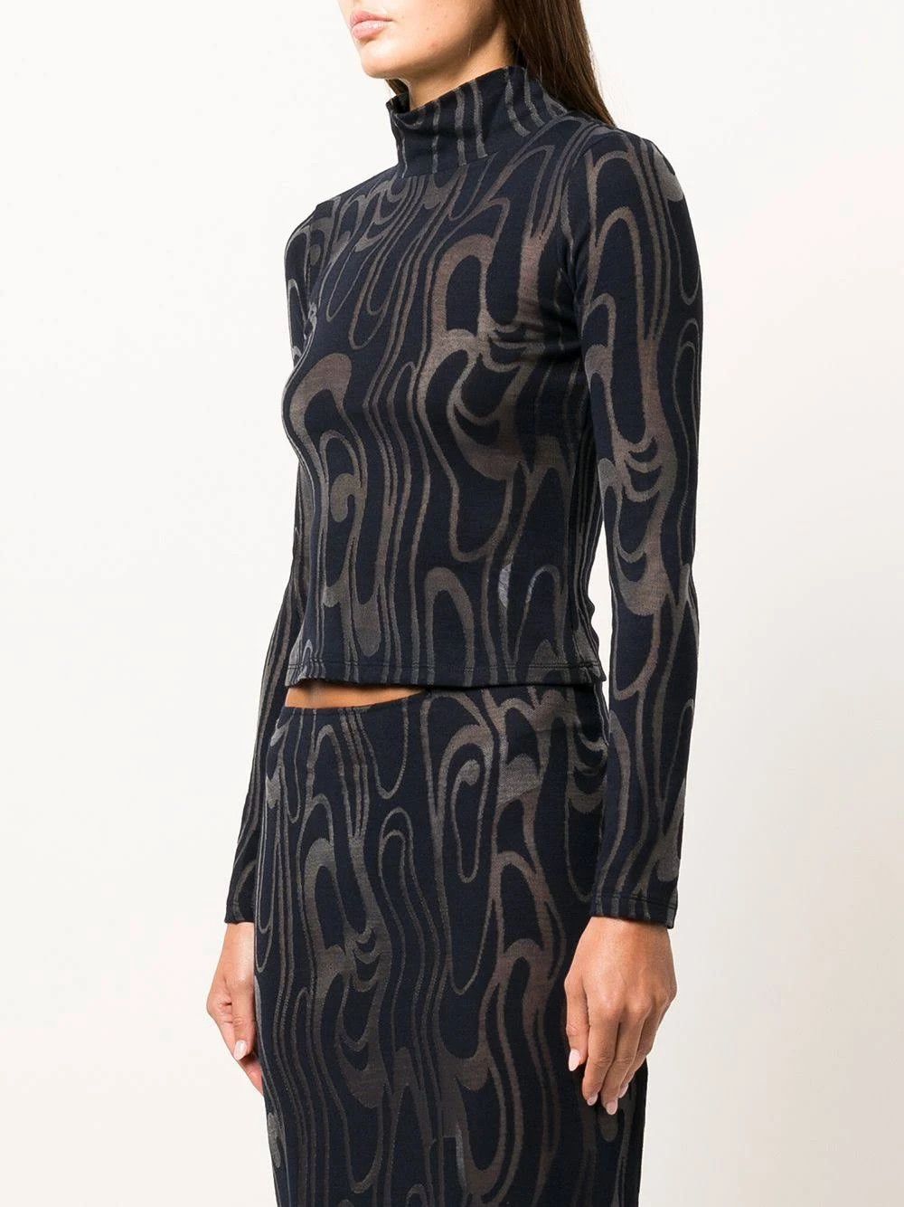 Eckhaus Latta o1mle0524 Shrunk Turtleneck Wave Top in Black Size S / US 4 / IT 40 - 2 Thumbnail