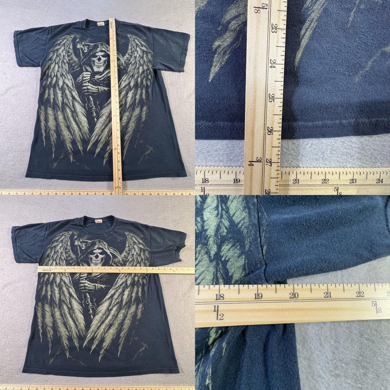 Gildan VINTAGE Gildan T-Shirt Men's Large Black Gothic Halloween Skeleton Grim Reaper Graphic 90s Size US L / EU 52-54 / 3 - 8 Thumbnail