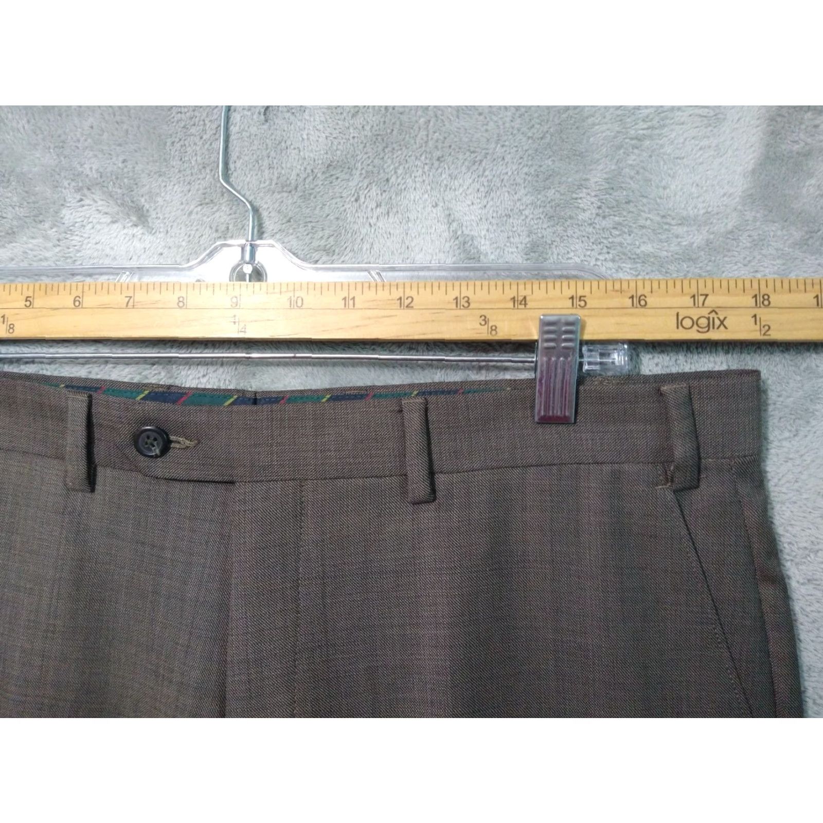 Chaps Chaps Pants Mens 36x30 Brown Wool Dress Tapered Leg Flat Front Trouser Preppy Shirt? Size US 36 / EU 52 - 3 Thumbnail