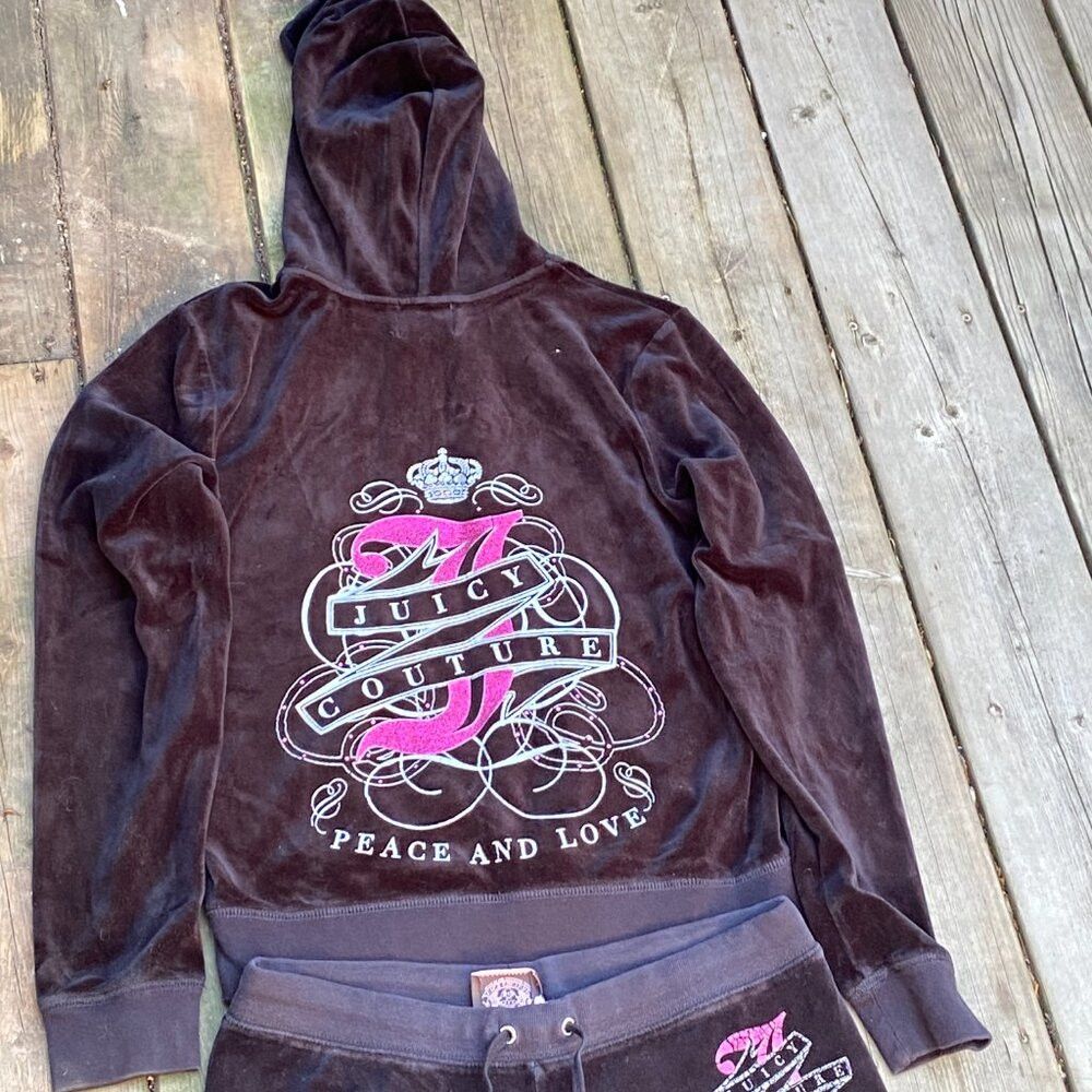 Juicy Couture Vintage Y2K Juicy Couture Velour Tracksuit Black Bedazzled Size M / US 6-8 / IT 42-44 - 5 Thumbnail