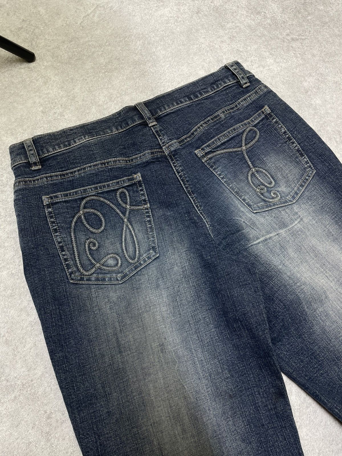 If Six Was Nine × Le Grande Bleu (L.G.B.) × Tornado Mart Skull Y2K Flare Jeans With Ornate Threadwork — Think LGB Size US 32 / EU 48 - 15 Thumbnail