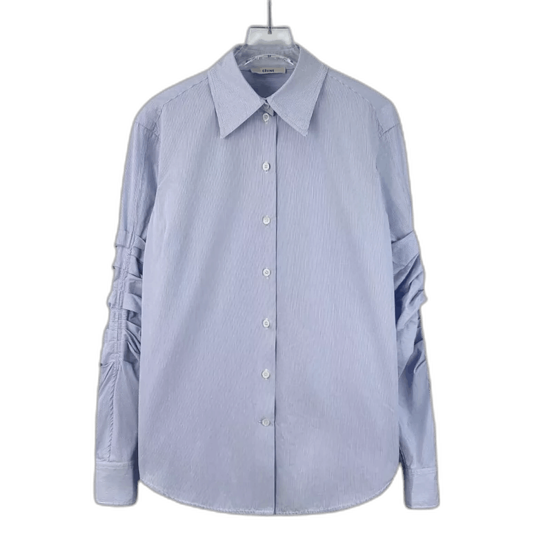 Celine Celine Light Blue Striped Long Sleeve Shirt Size XXS / US 00 / IT 34 - 1 Thumbnail