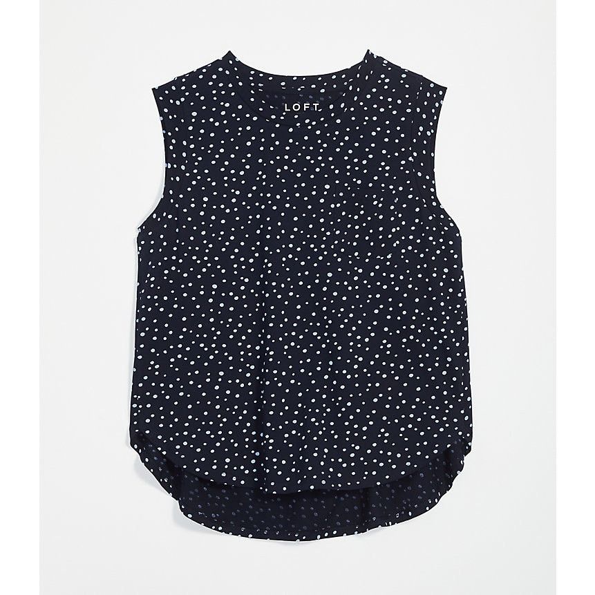 Ann Taylor Ann Taylor LOFT Dotted Pocket Tank - Navy with White Accents Size S / US 4 / IT 40 - 1 Thumbnail