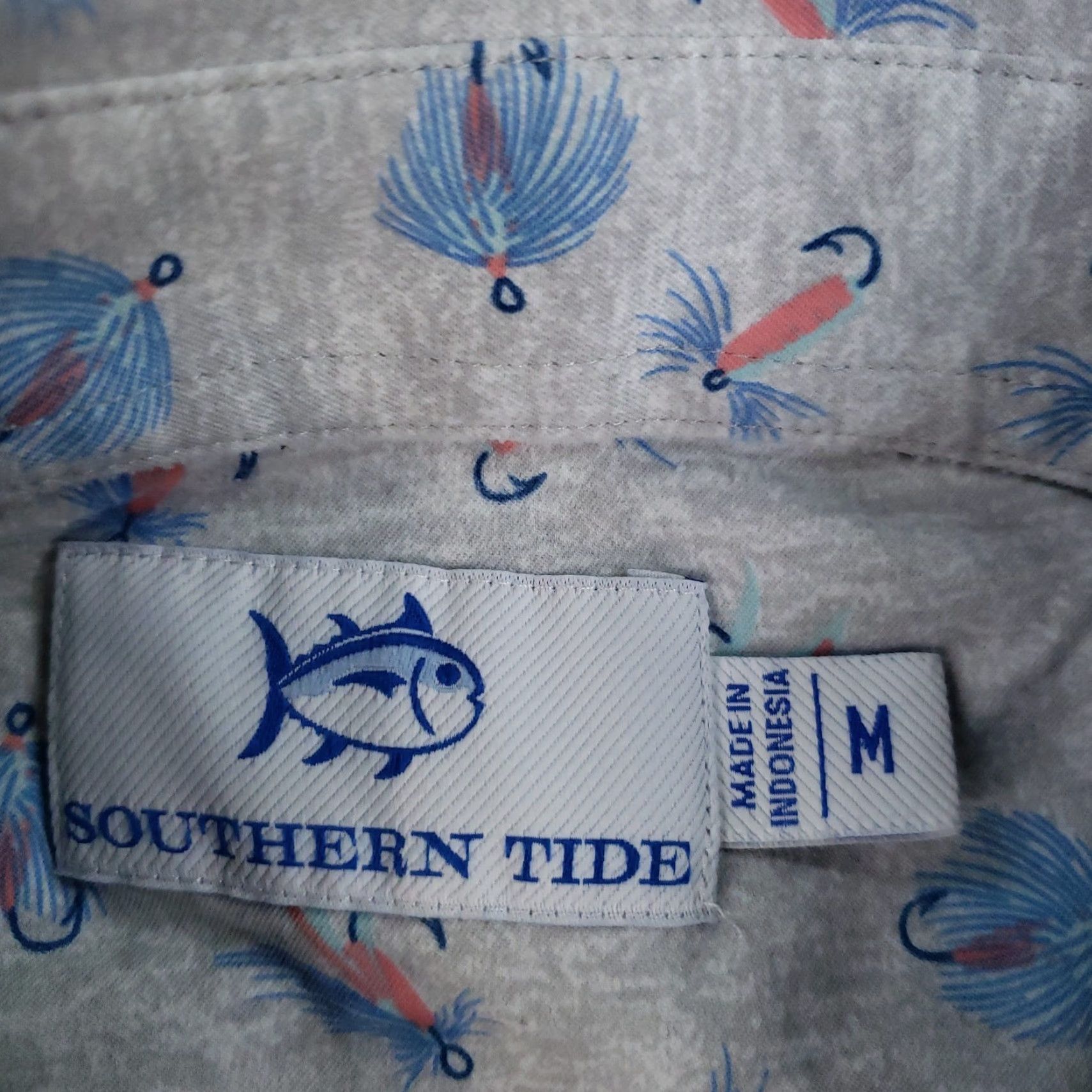 Southern Tide Southern Tide Shirt Mens Medium Gray Fly Fishing Print Stretch Button Up Casual Size US M / EU 48-50 / 2 - 5 Thumbnail