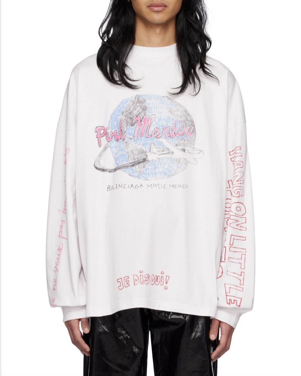Balenciaga Balenciaga Pink Martini White Long Sleeve T-shirt Size US M / EU 48-50 / 2 - 12 Thumbnail
