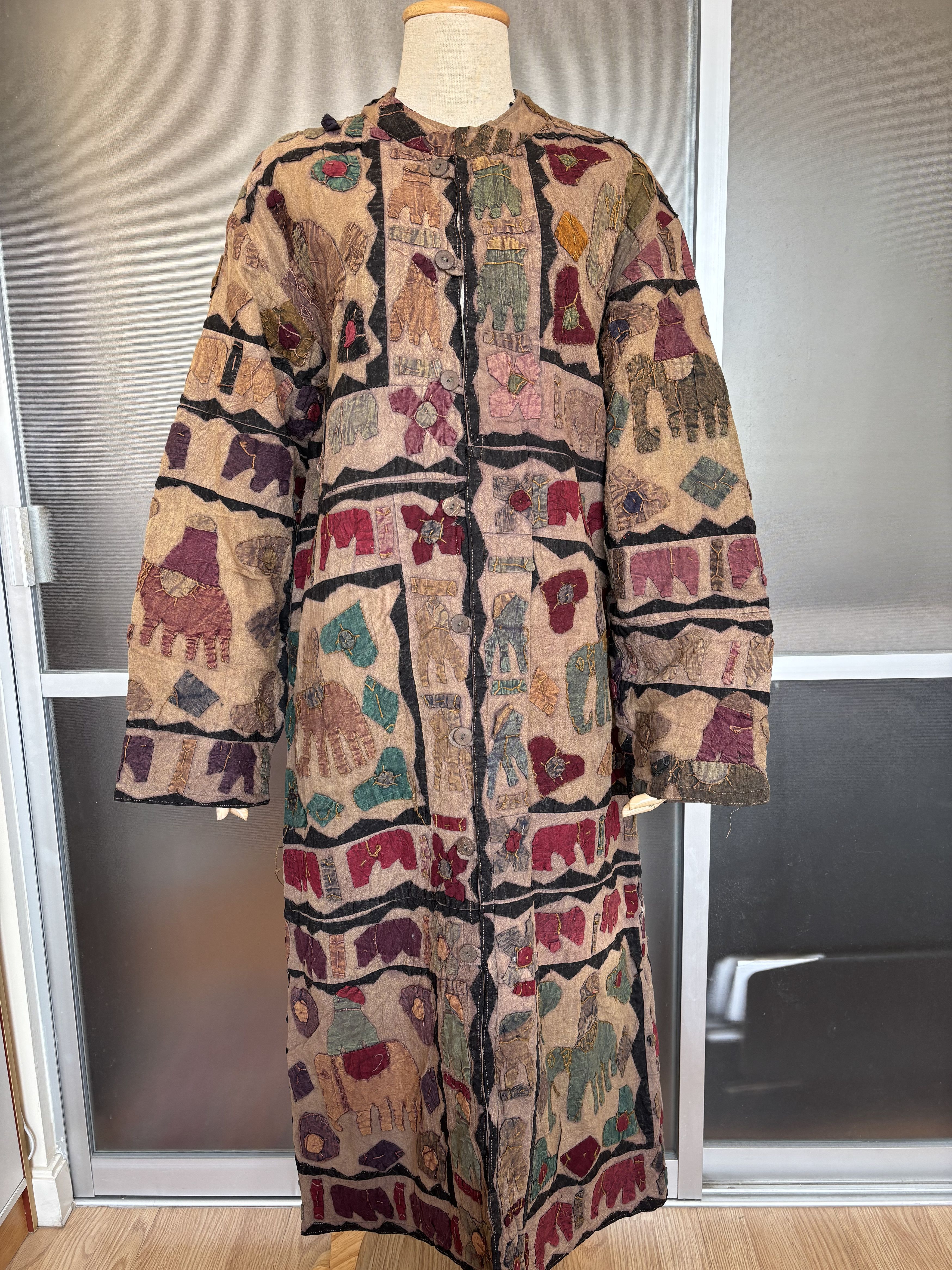 Handmade Vintage Indian Patchwork Handmade Long Winter Women Dress Size S / US 4 / IT 40 - 5 Thumbnail