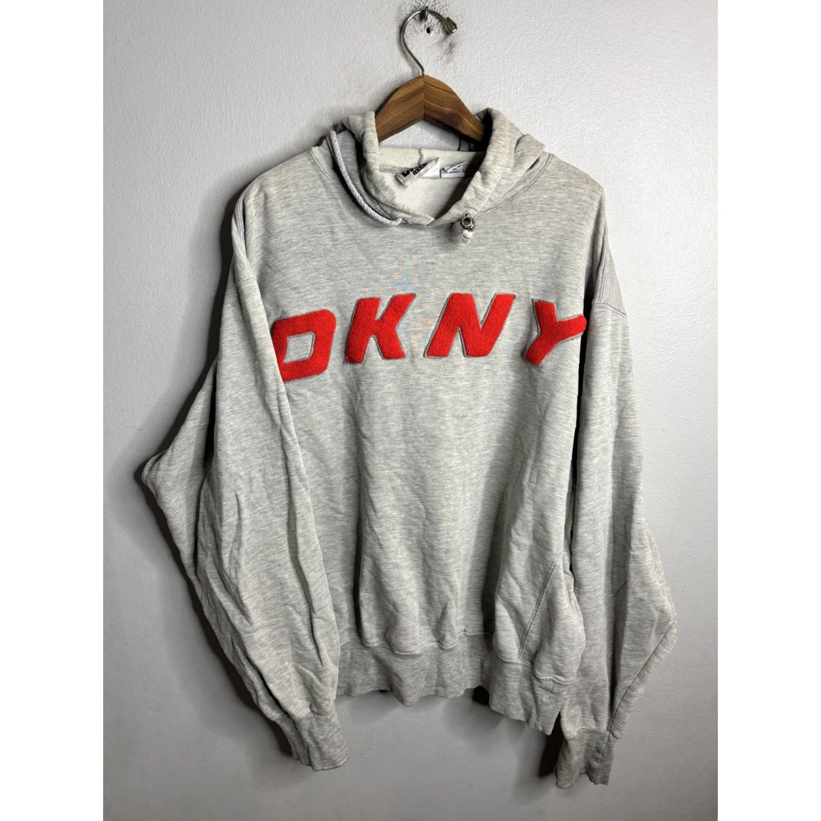 DKNY DKNY Hoodie Mens M Gray Pullover 100% Cotton Graphic Print DKNY Spell Out Logo Sweatshirt Size US M / EU 48-50 / 2 - 2 Thumbnail